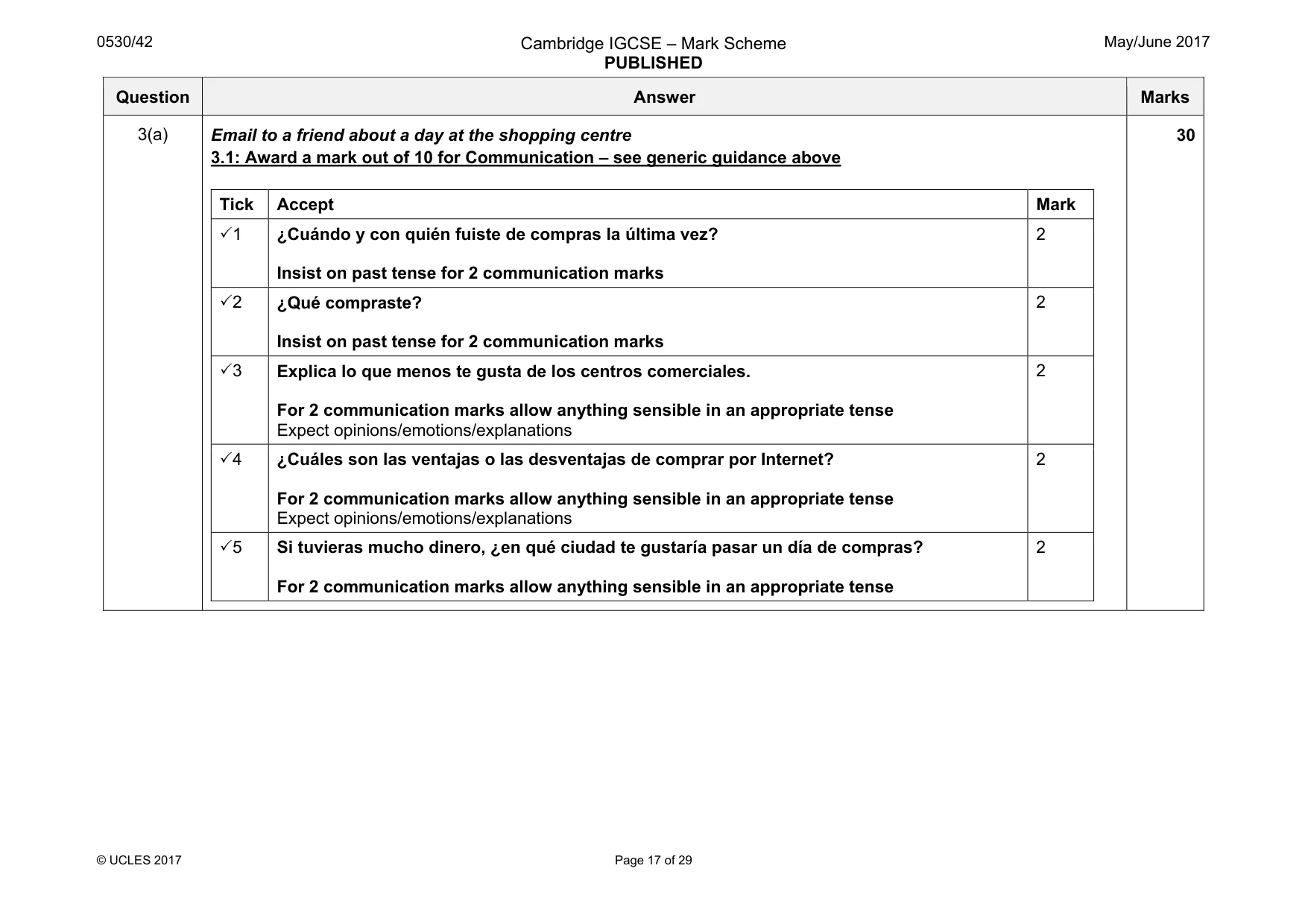 Mark scheme, page 17 of 29