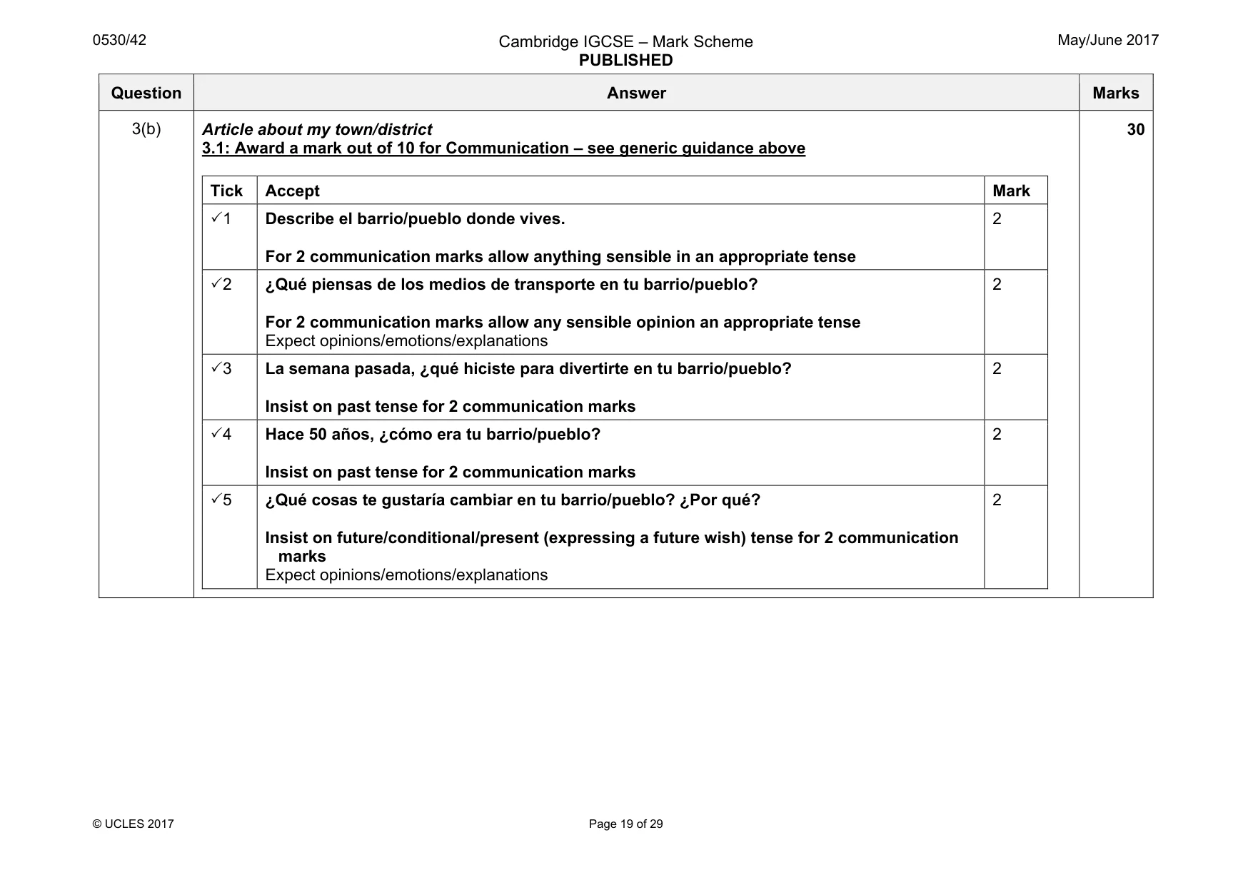 Mark scheme, page 19 of 29