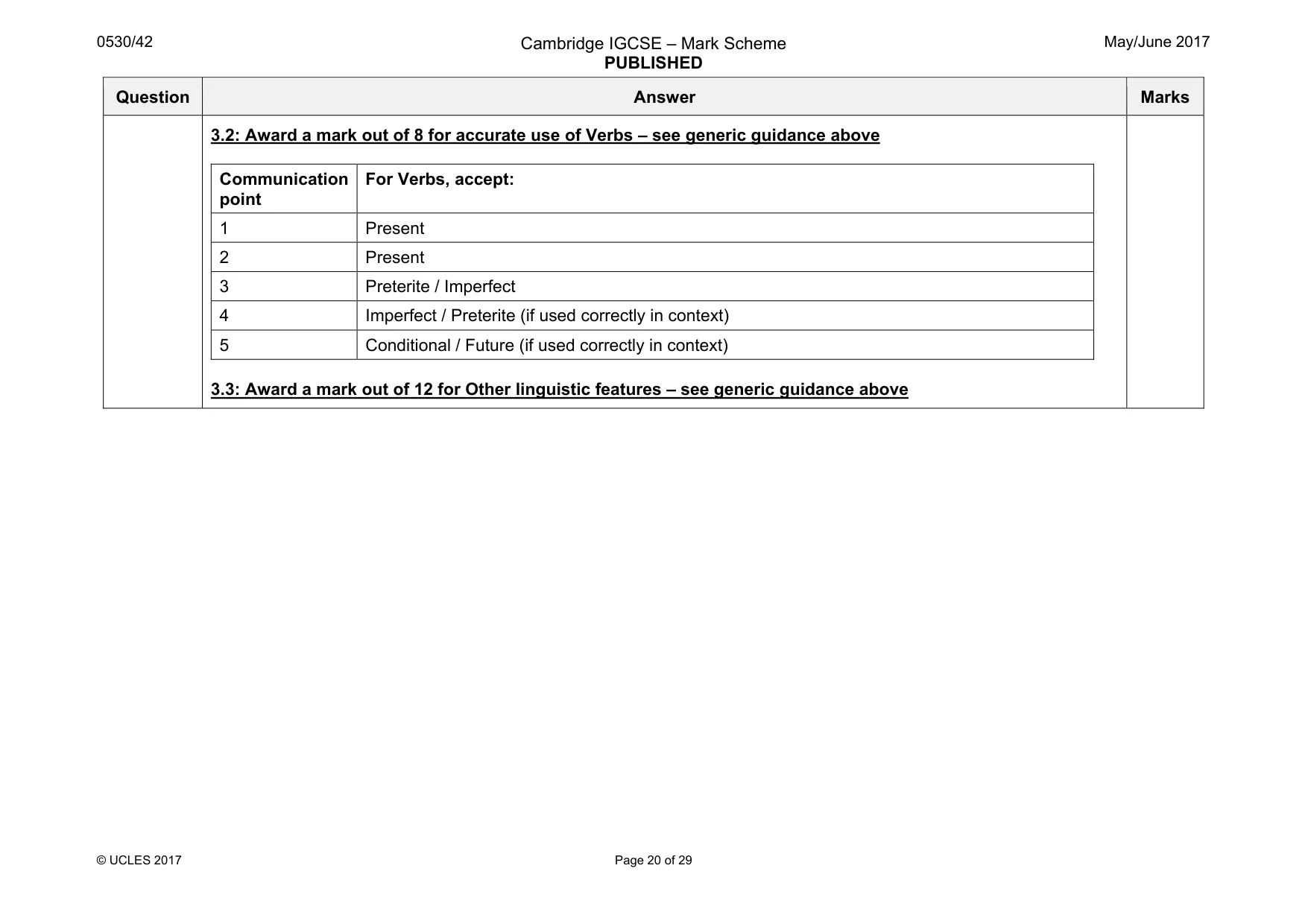 Mark scheme, page 20 of 29