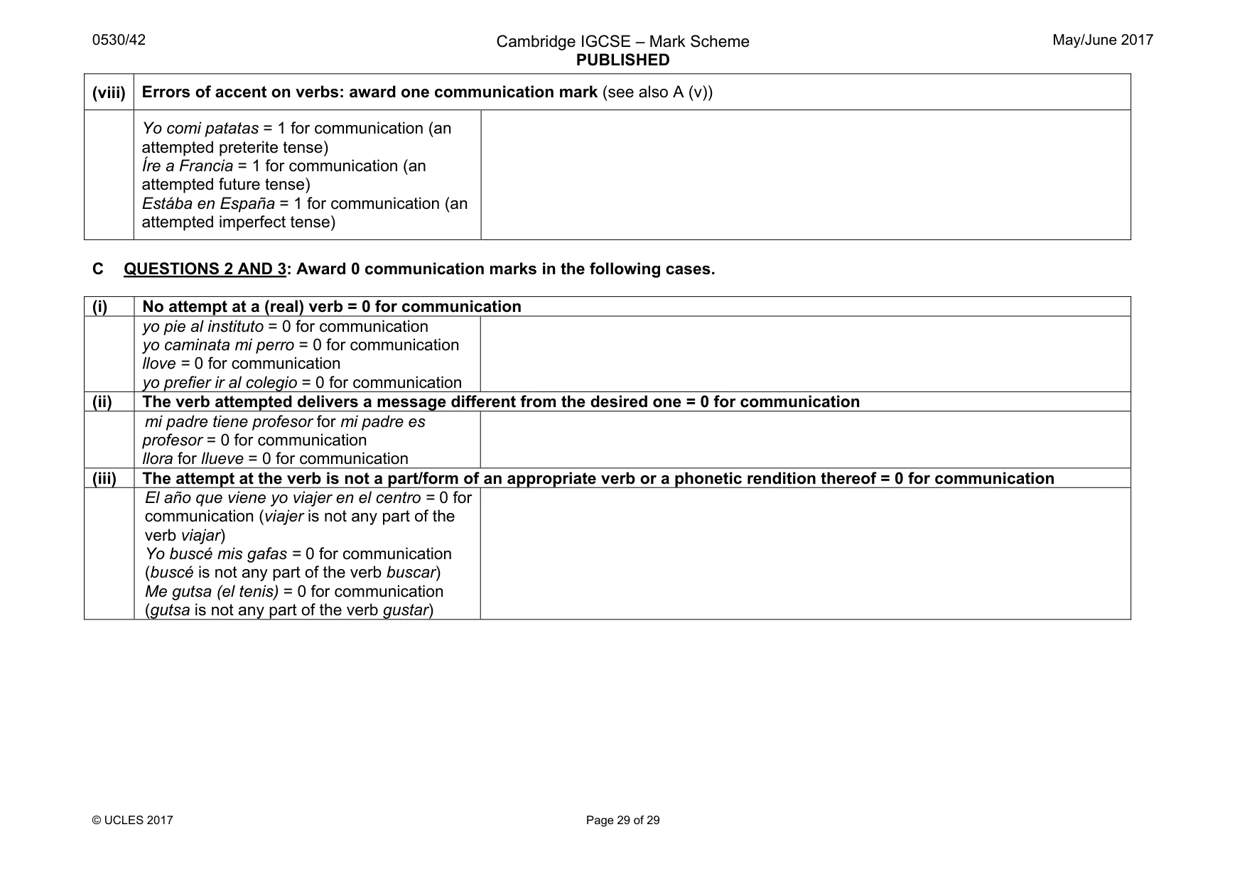 Mark scheme, page 29 of 29