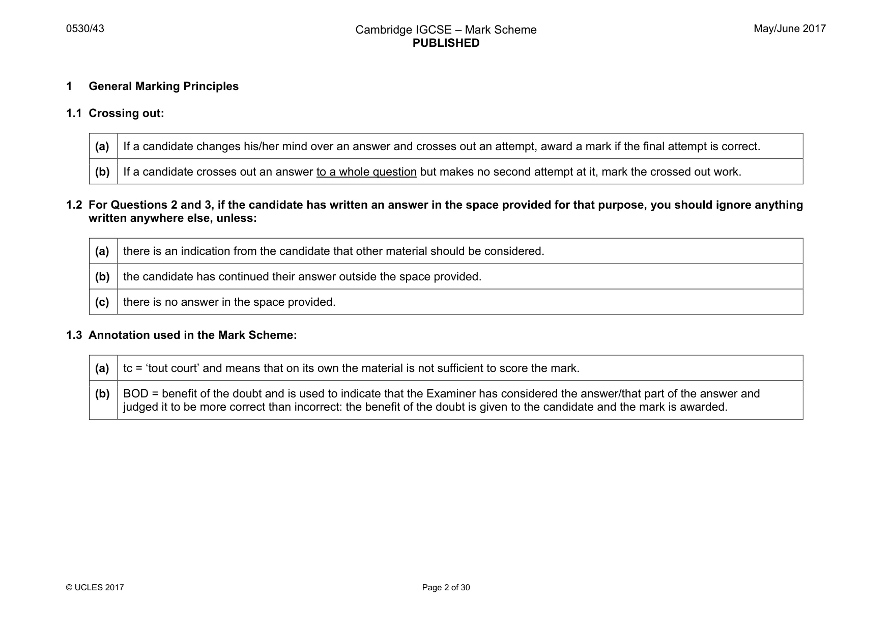 Mark scheme, page 2 of 30