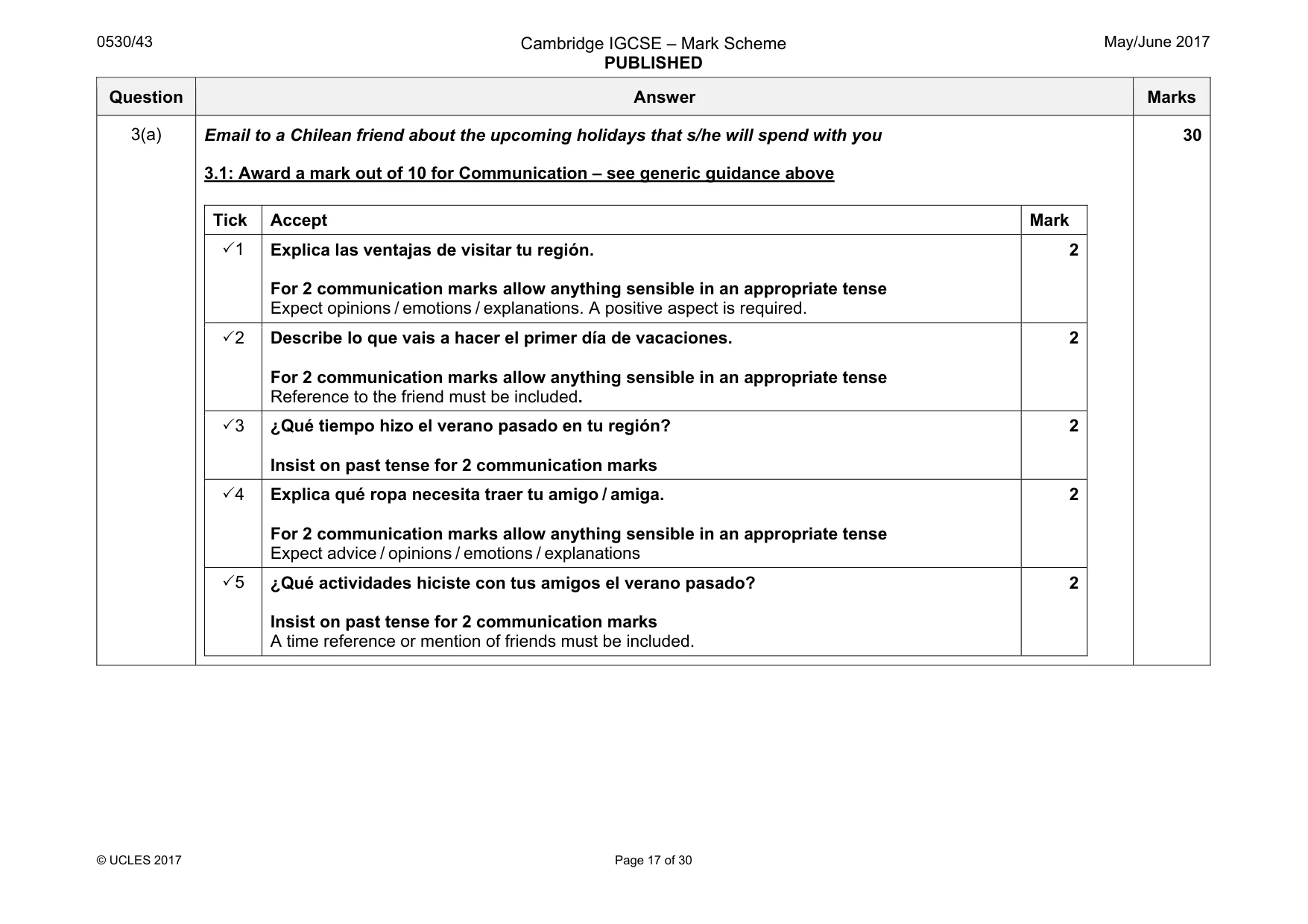 Mark scheme, page 17 of 30