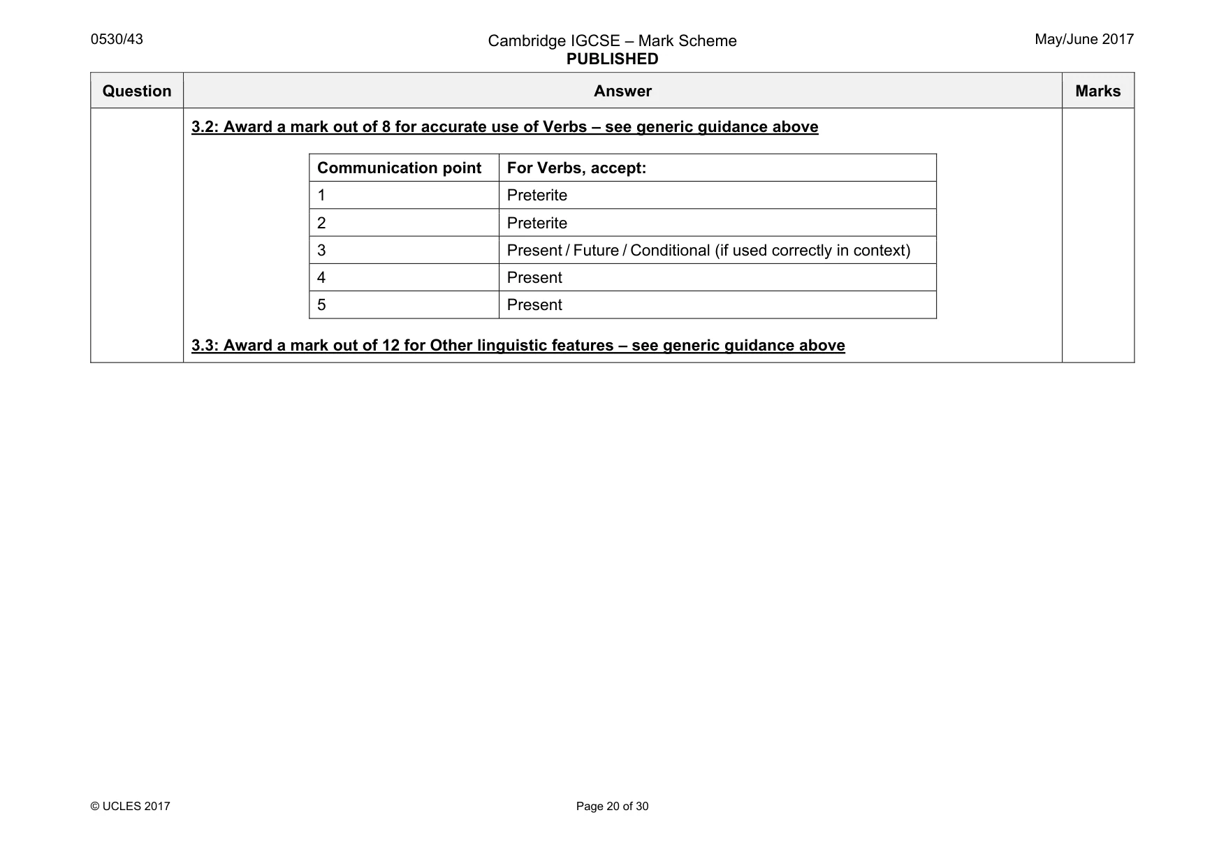 Mark scheme, page 20 of 30