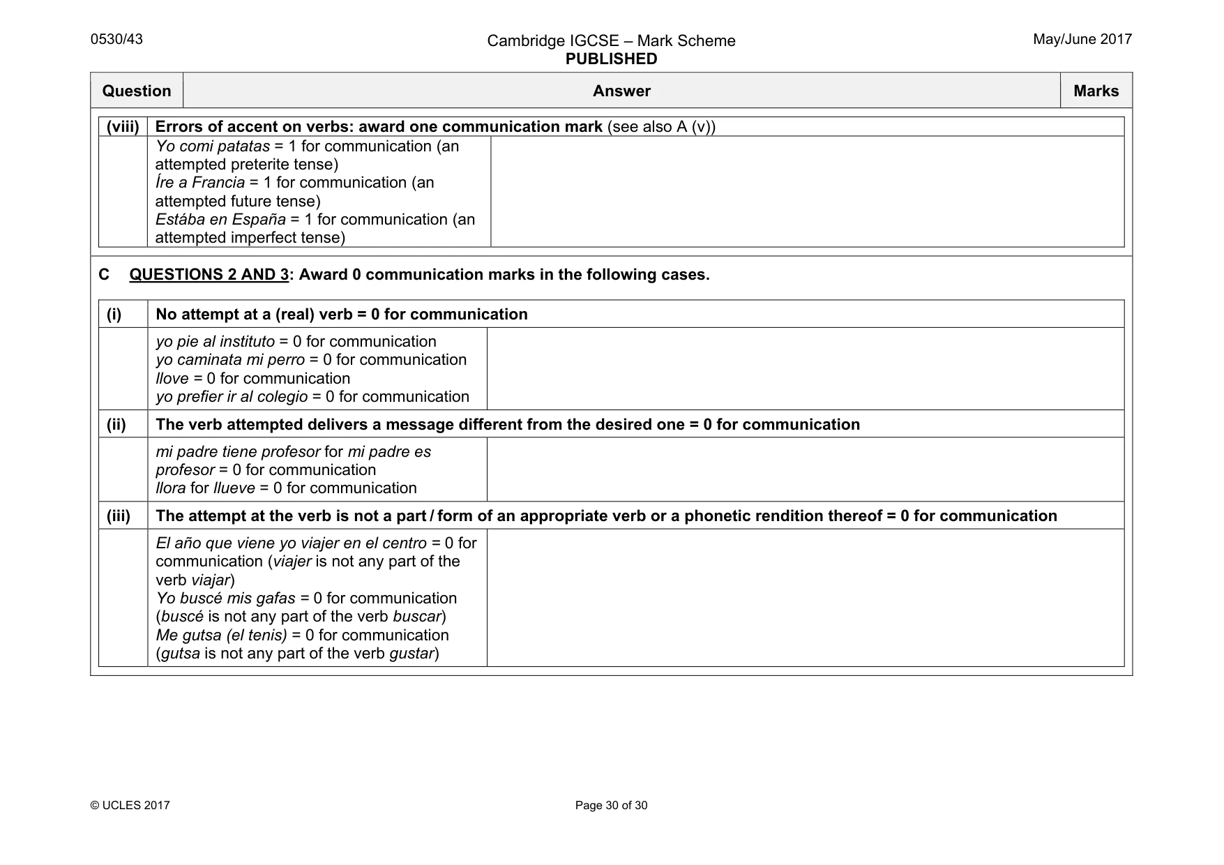 Mark scheme, page 30 of 30