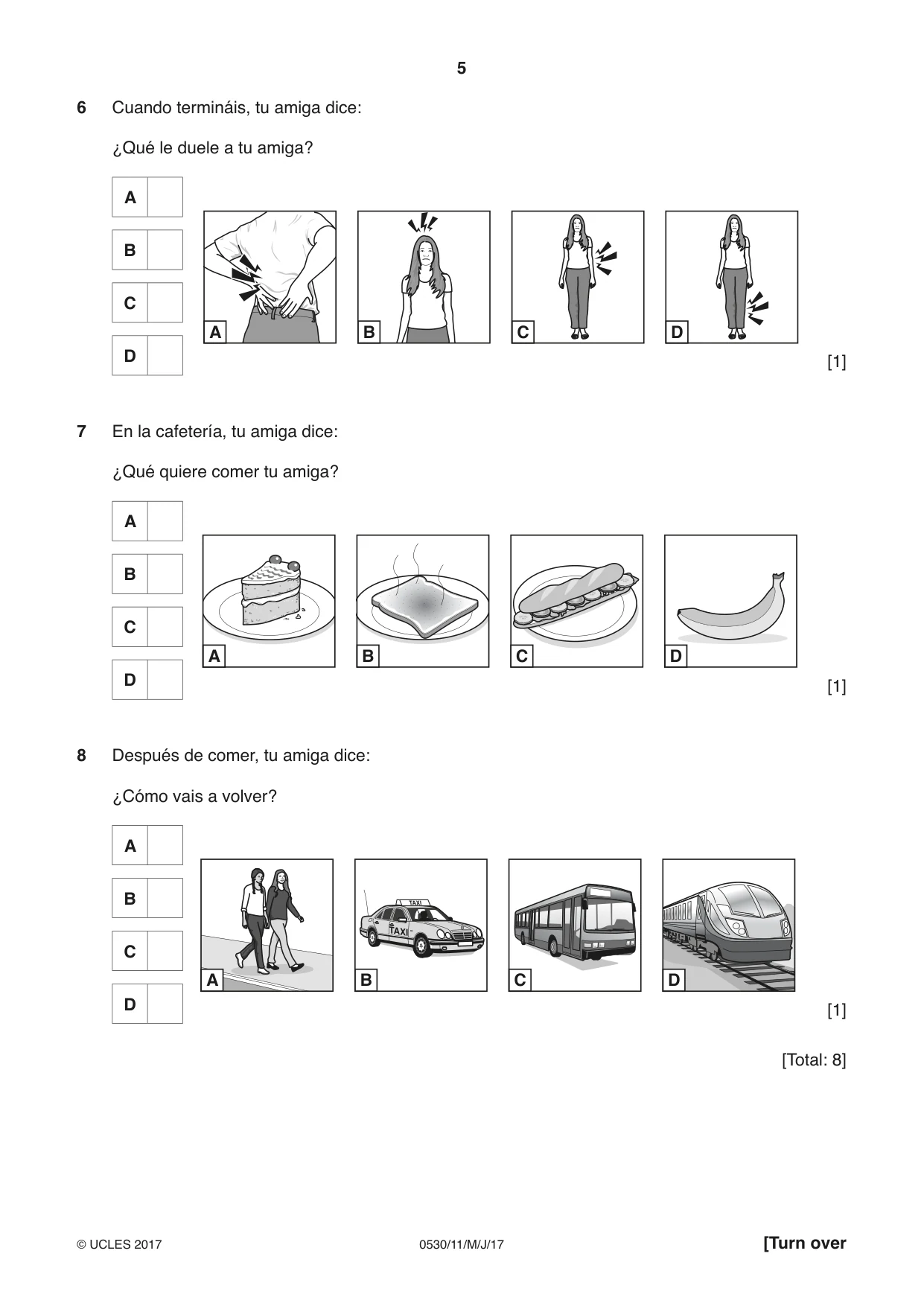 Cambridge IGCSE Spanish - Foreign Language 0530 2017 May/June Paper 1 · Variant 1 question paper, page 5 of 12