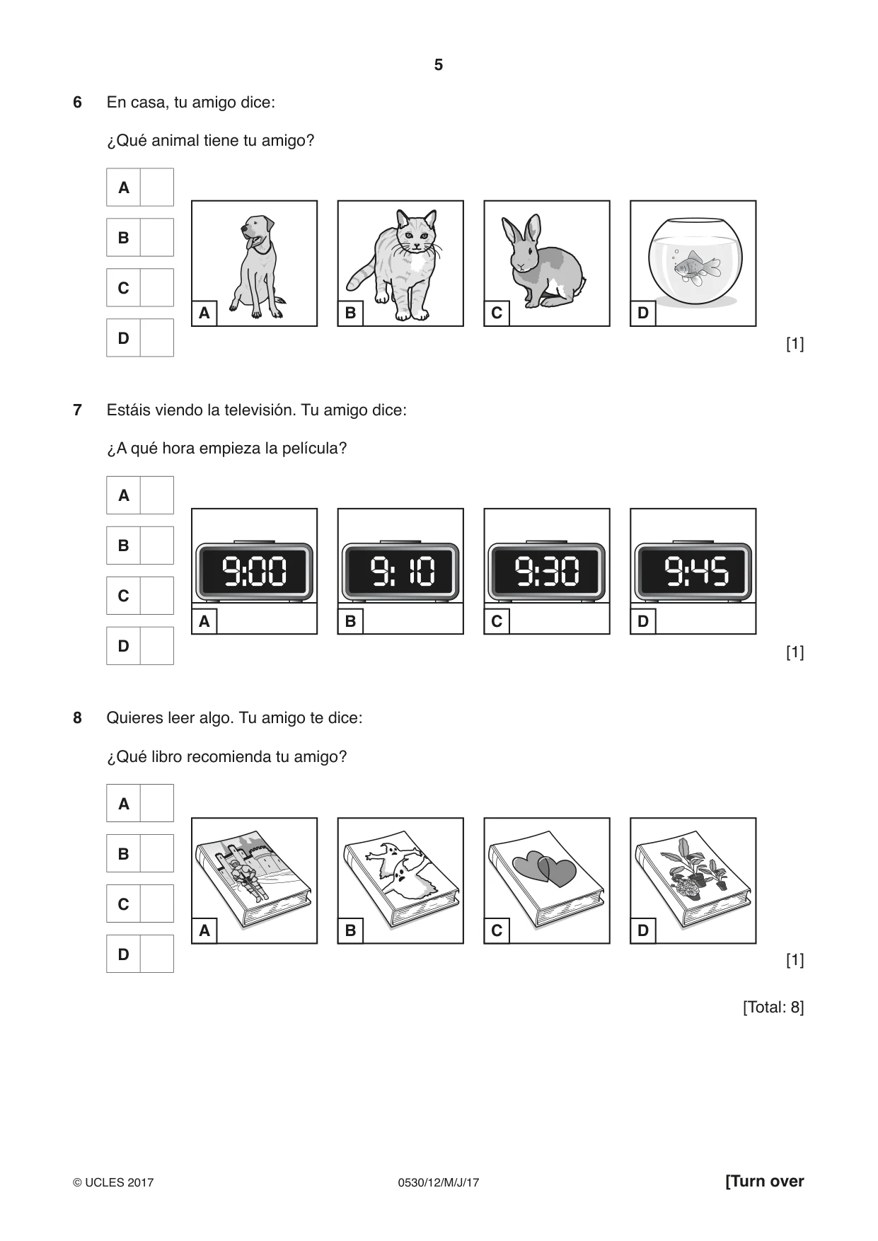 Cambridge IGCSE Spanish - Foreign Language 0530 2017 May/June Paper 1 · Variant 2 question paper, page 5 of 12