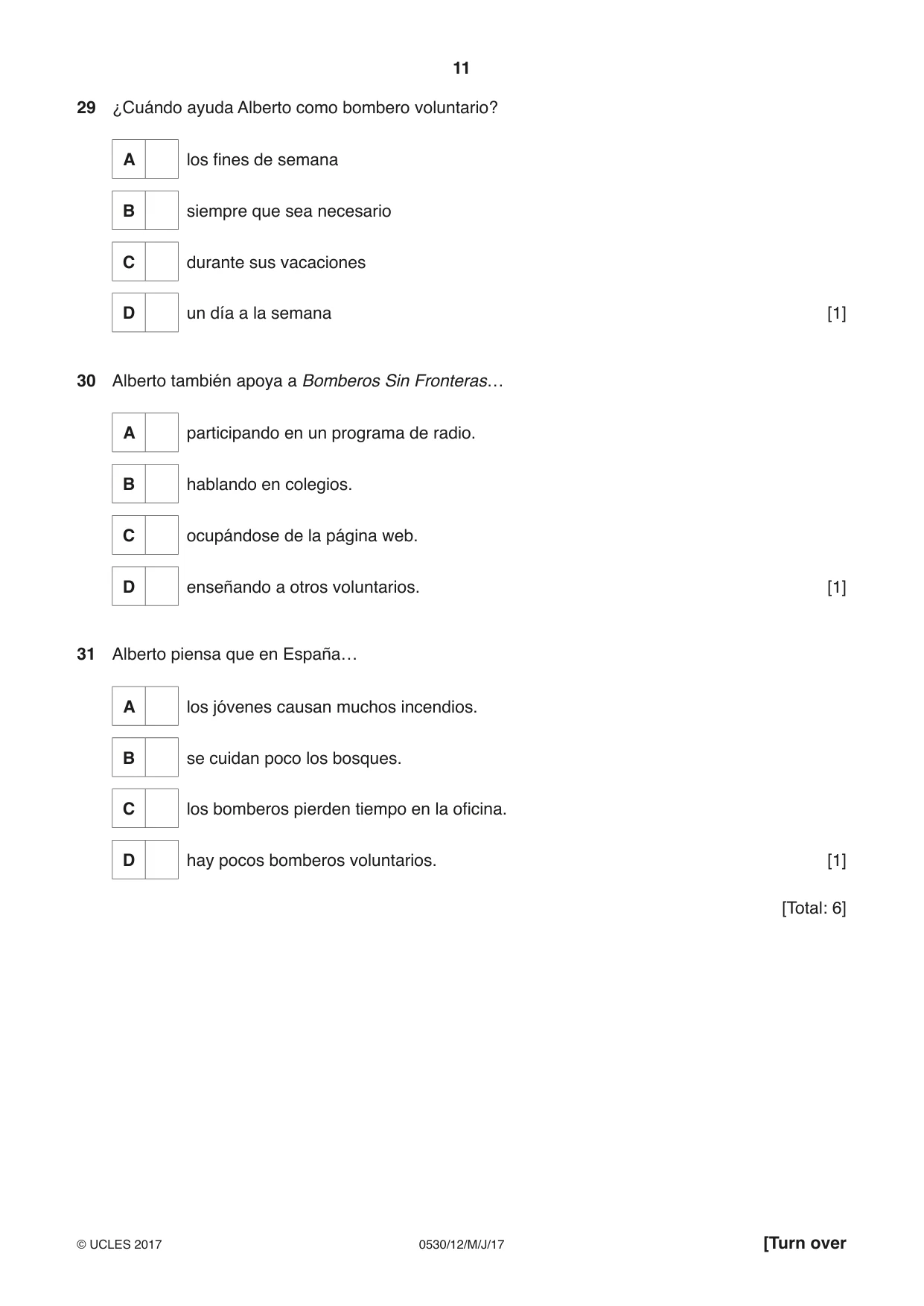 Cambridge IGCSE Spanish - Foreign Language 0530 2017 May/June Paper 1 · Variant 2 question paper, page 11 of 12