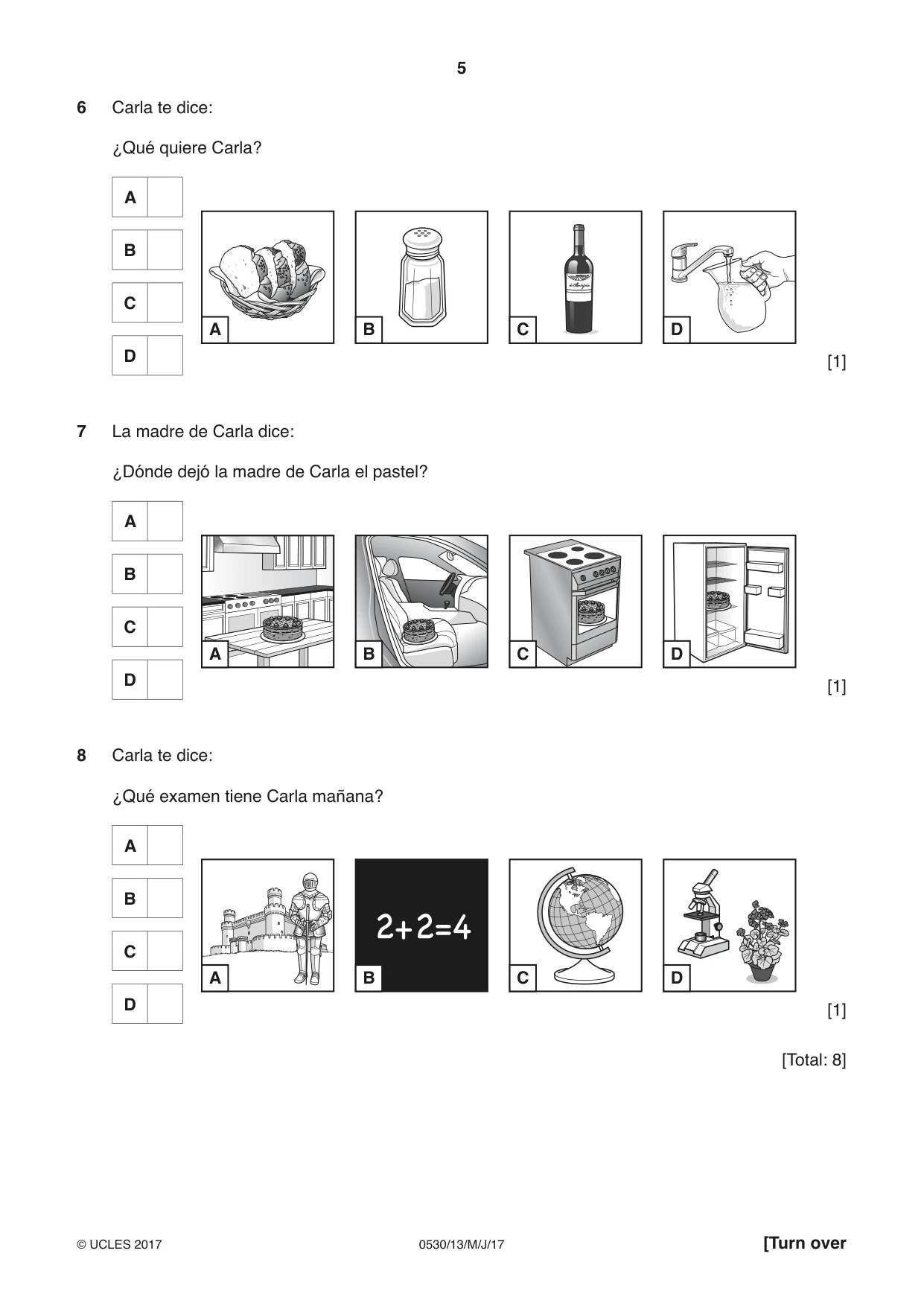 Cambridge IGCSE Spanish - Foreign Language 0530 2017 May/June Paper 1 · Variant 3 question paper, page 5 of 12