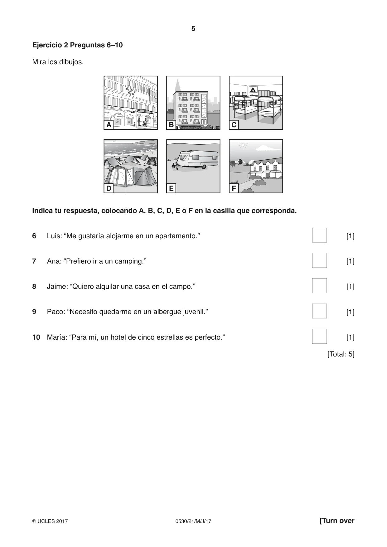 Cambridge IGCSE Spanish - Foreign Language 0530 2017 May/June Paper 2 · Variant 1 question paper, page 5 of 16