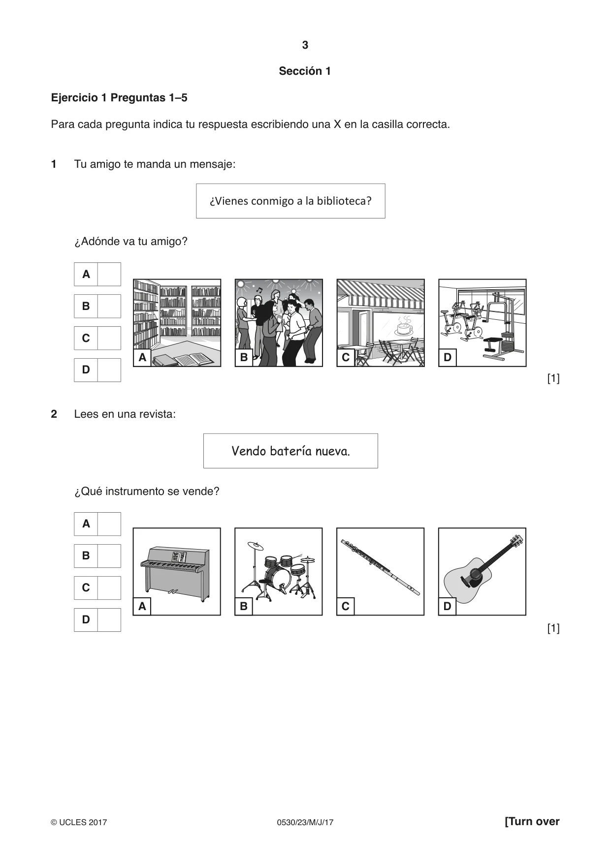 Cambridge IGCSE Spanish - Foreign Language 0530 2017 May/June Paper 2 · Variant 3 question paper, page 3 of 16