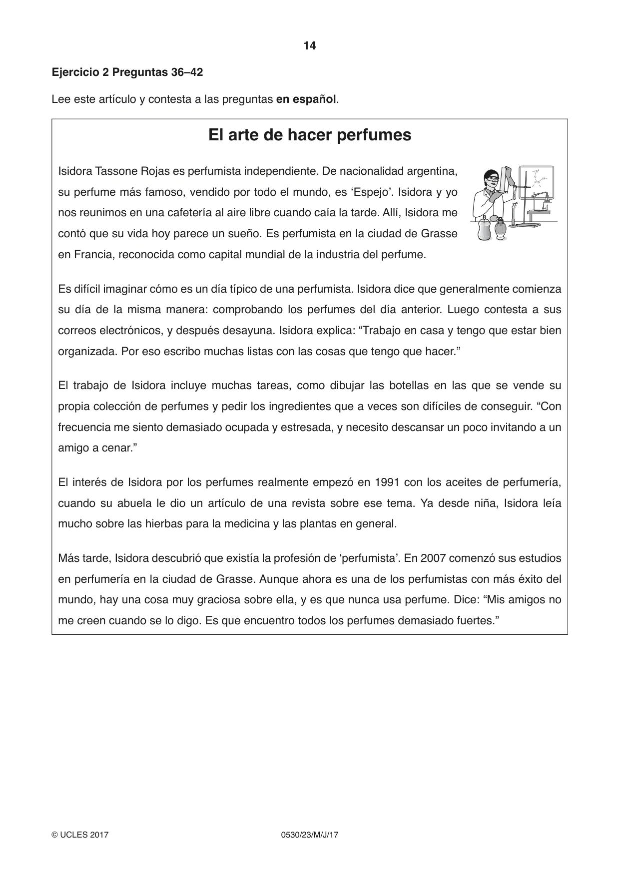 Cambridge IGCSE Spanish - Foreign Language 0530 2017 May/June Paper 2 · Variant 3 question paper, page 14 of 16