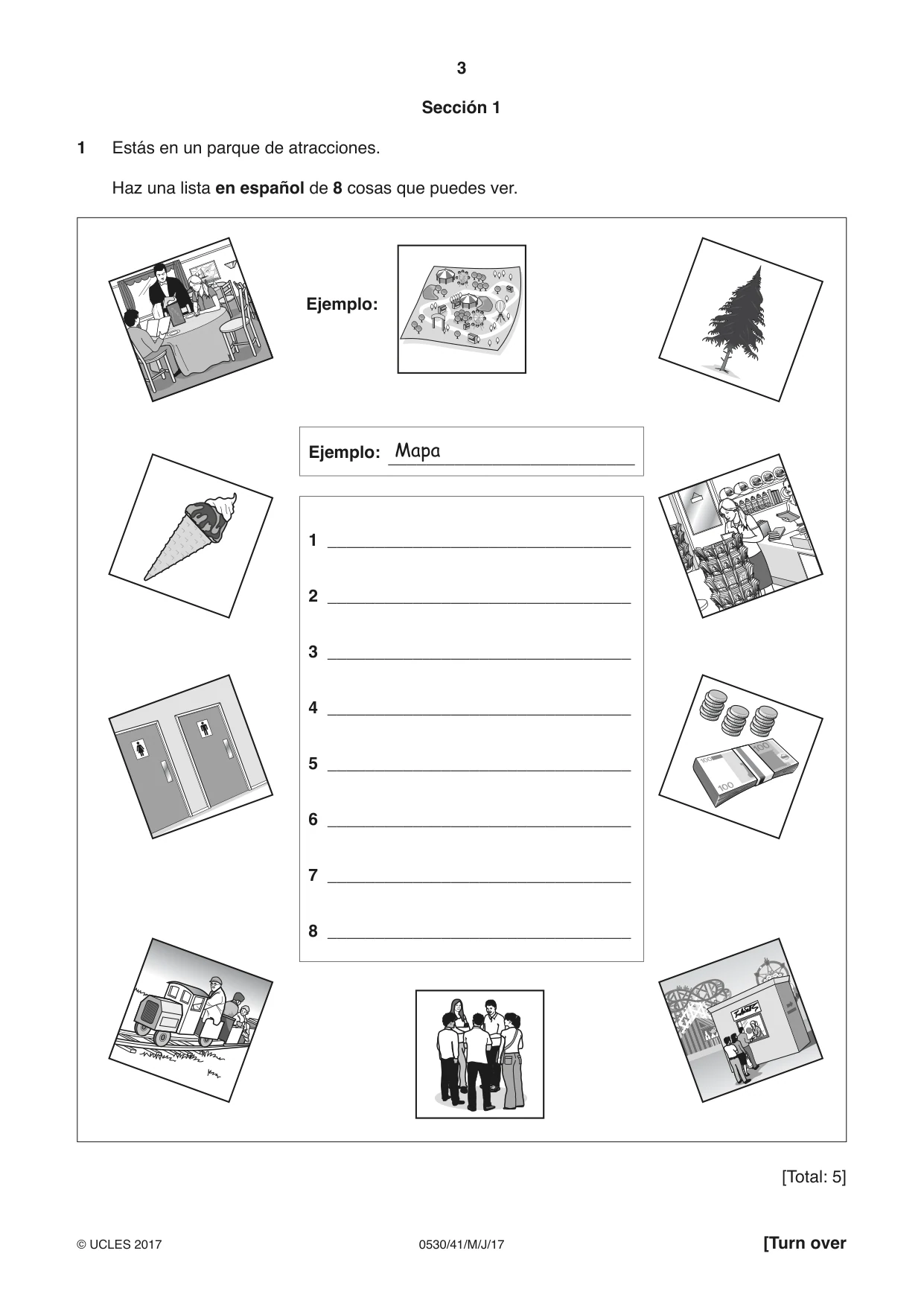 Cambridge IGCSE Spanish - Foreign Language 0530 2017 May/June Paper 4 · Variant 1 question paper, page 3 of 8