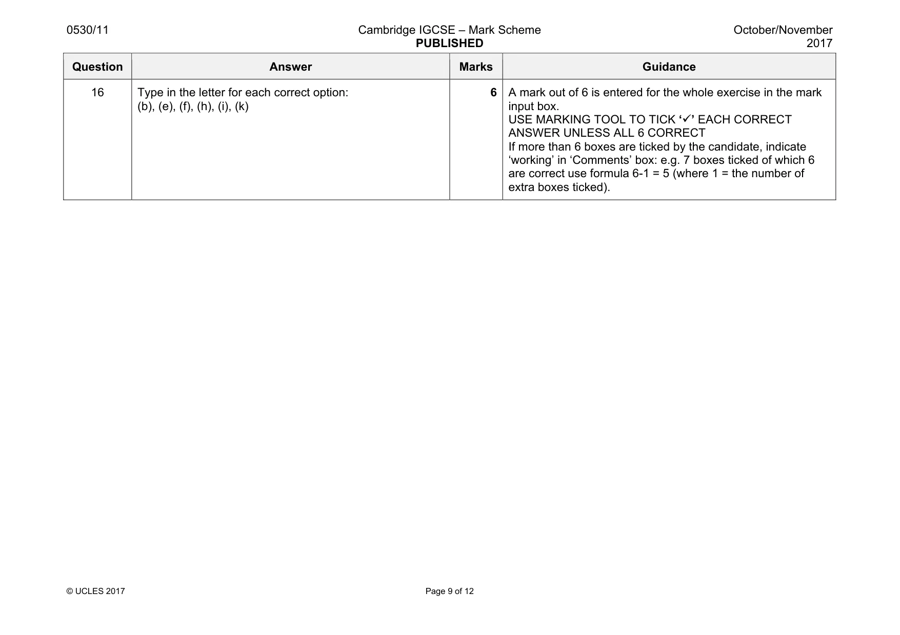 Mark scheme, page 9 of 12