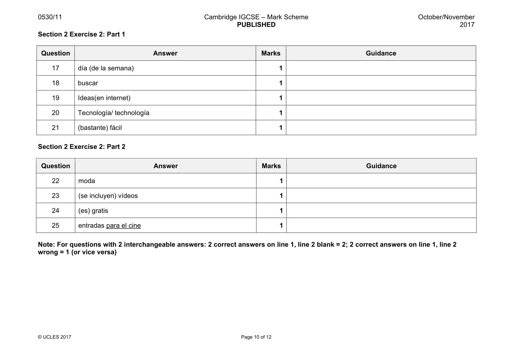 Mark scheme, page 10 of 12