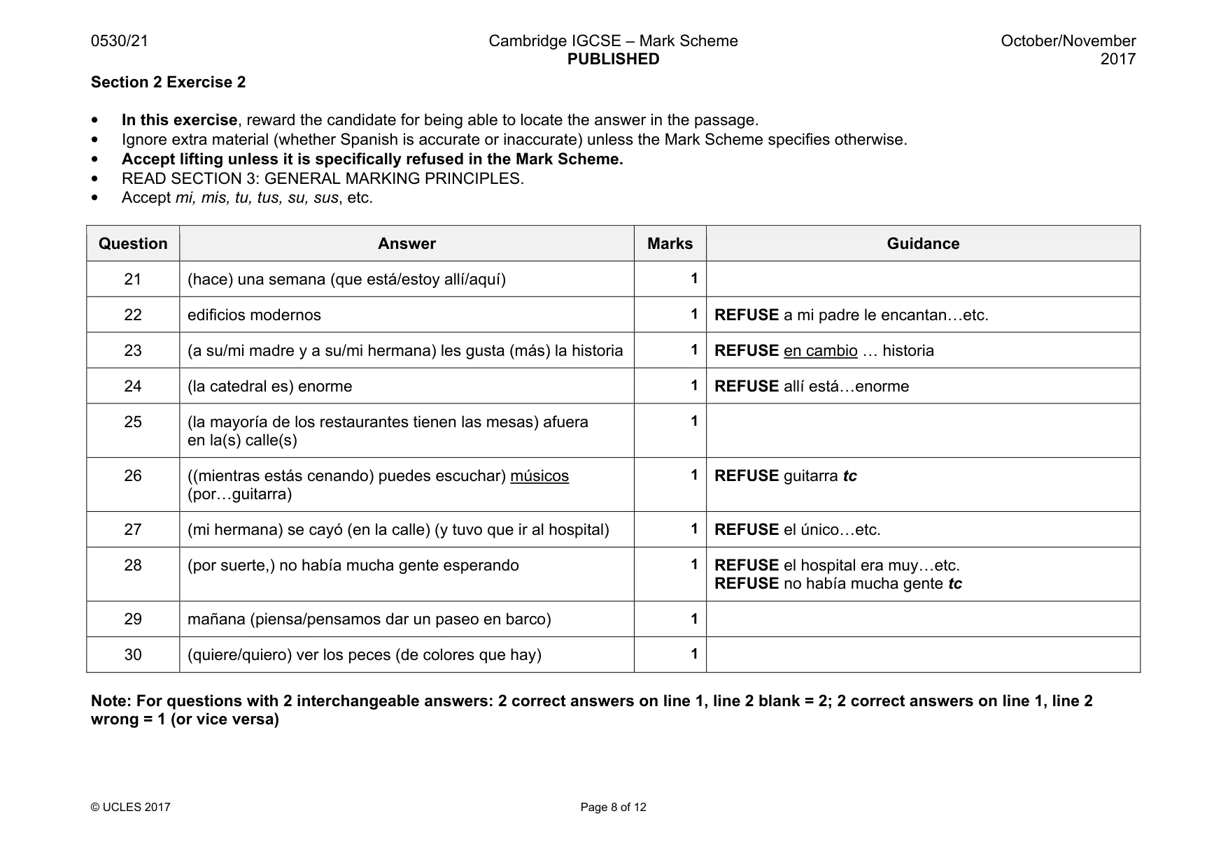 Mark scheme, page 8 of 12