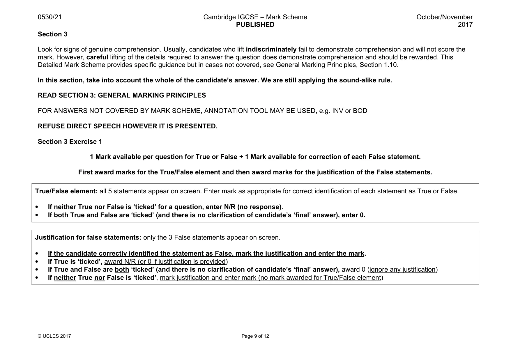 Mark scheme, page 9 of 12