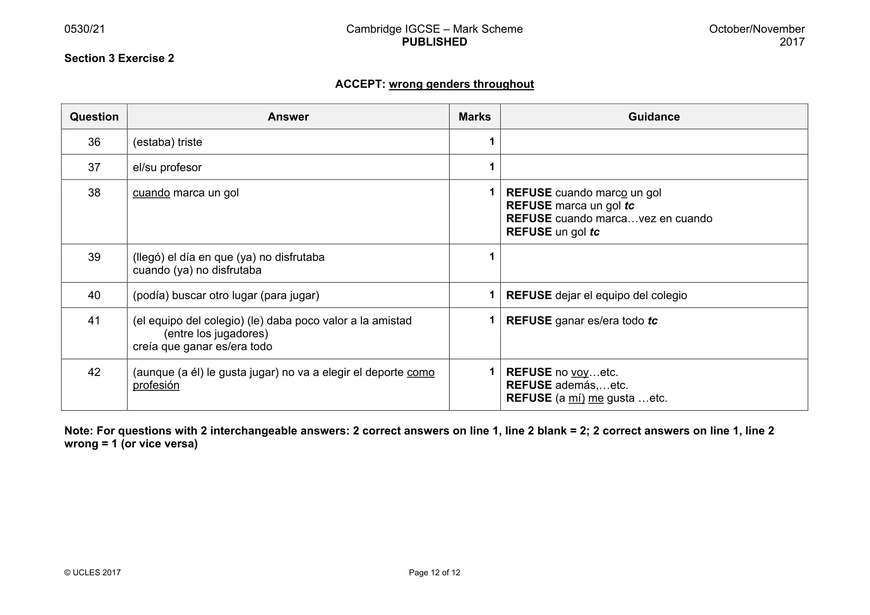 Mark scheme, page 12 of 12
