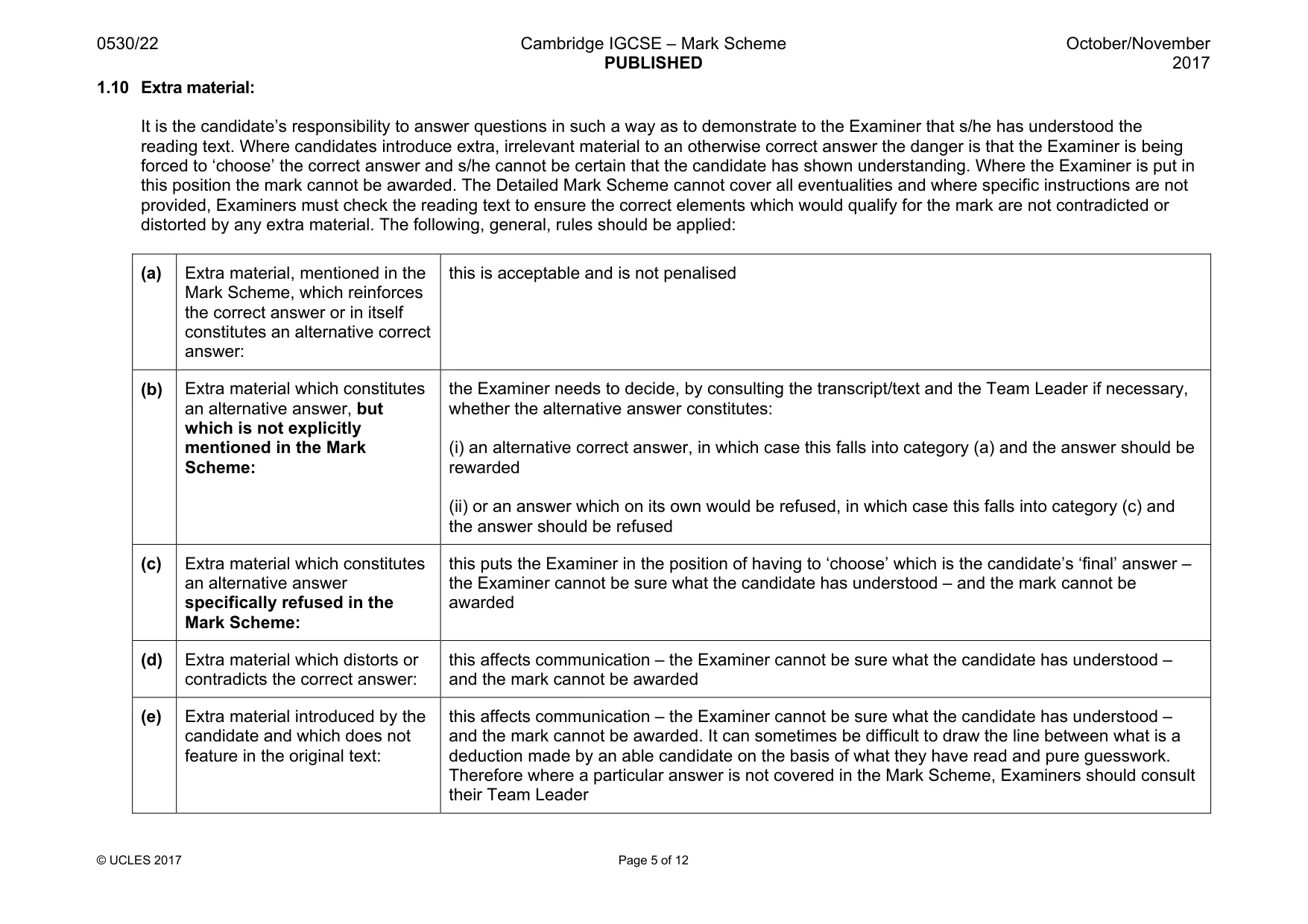 Mark scheme, page 5 of 12