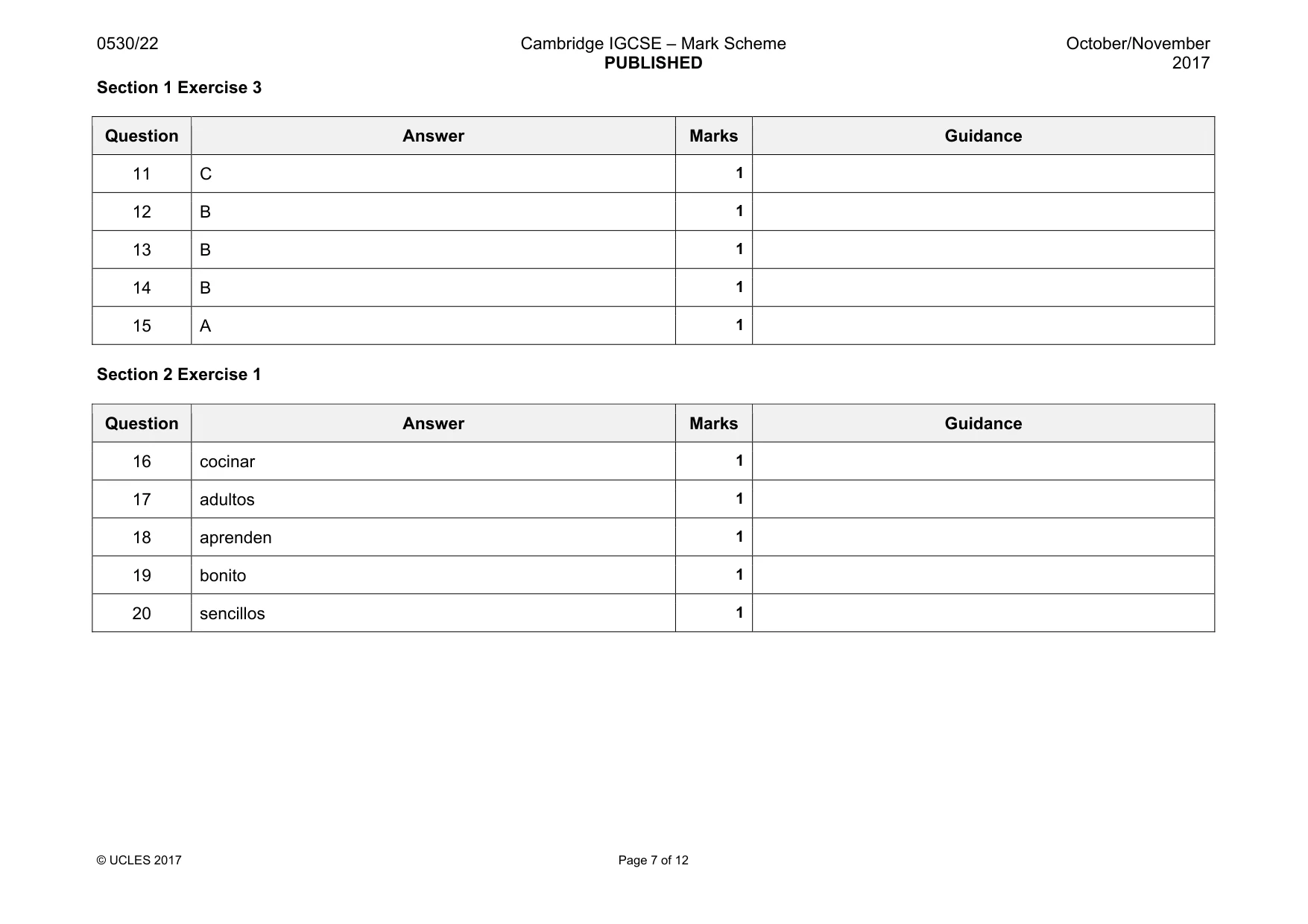 Mark scheme, page 7 of 12