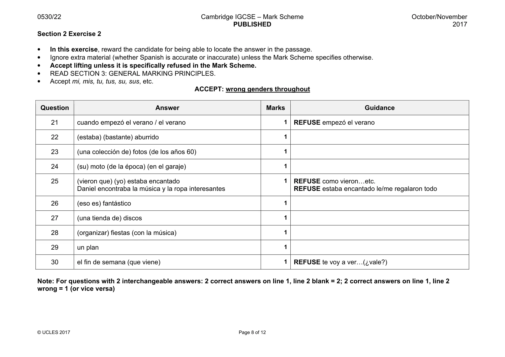 Mark scheme, page 8 of 12