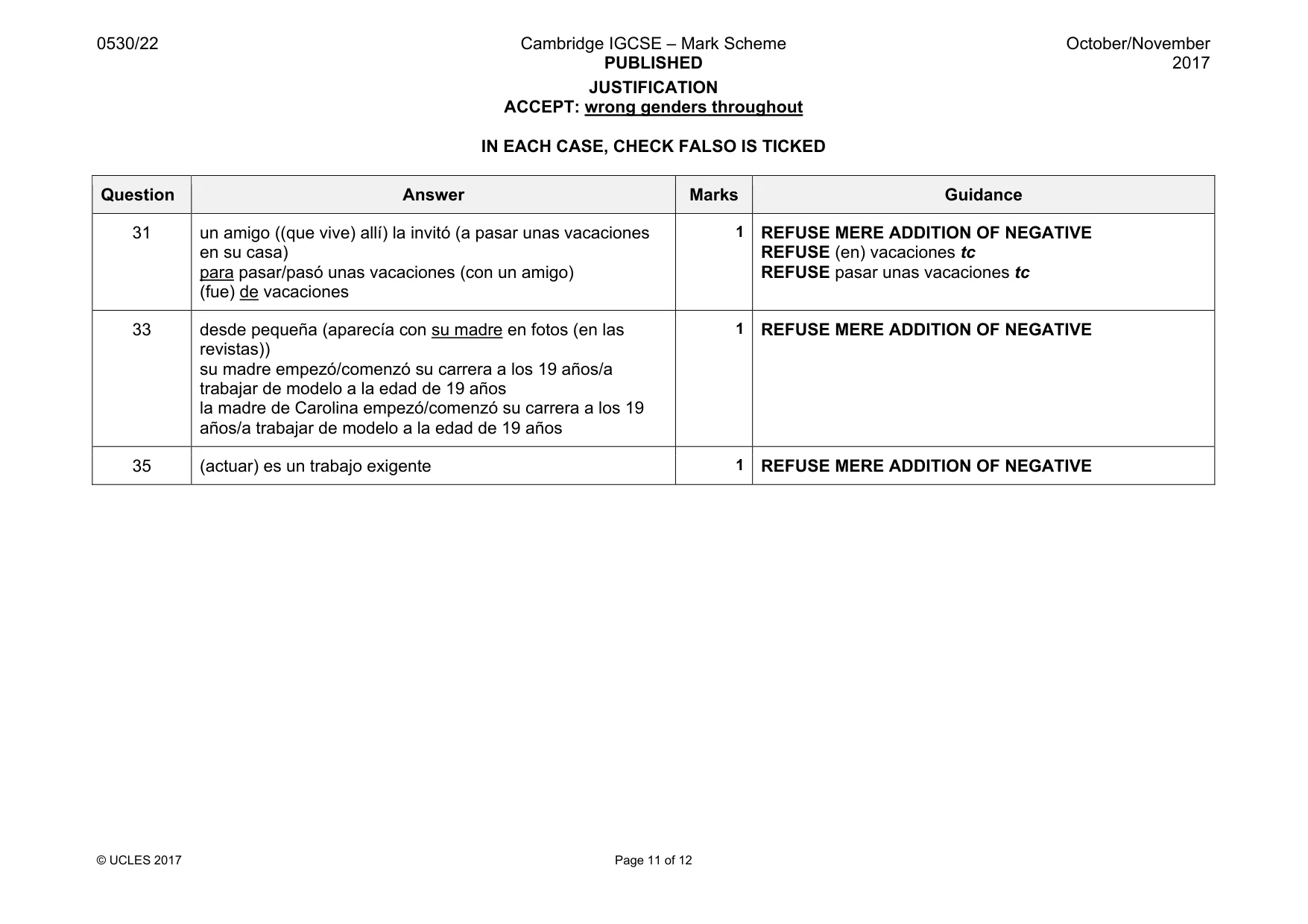 Mark scheme, page 11 of 12