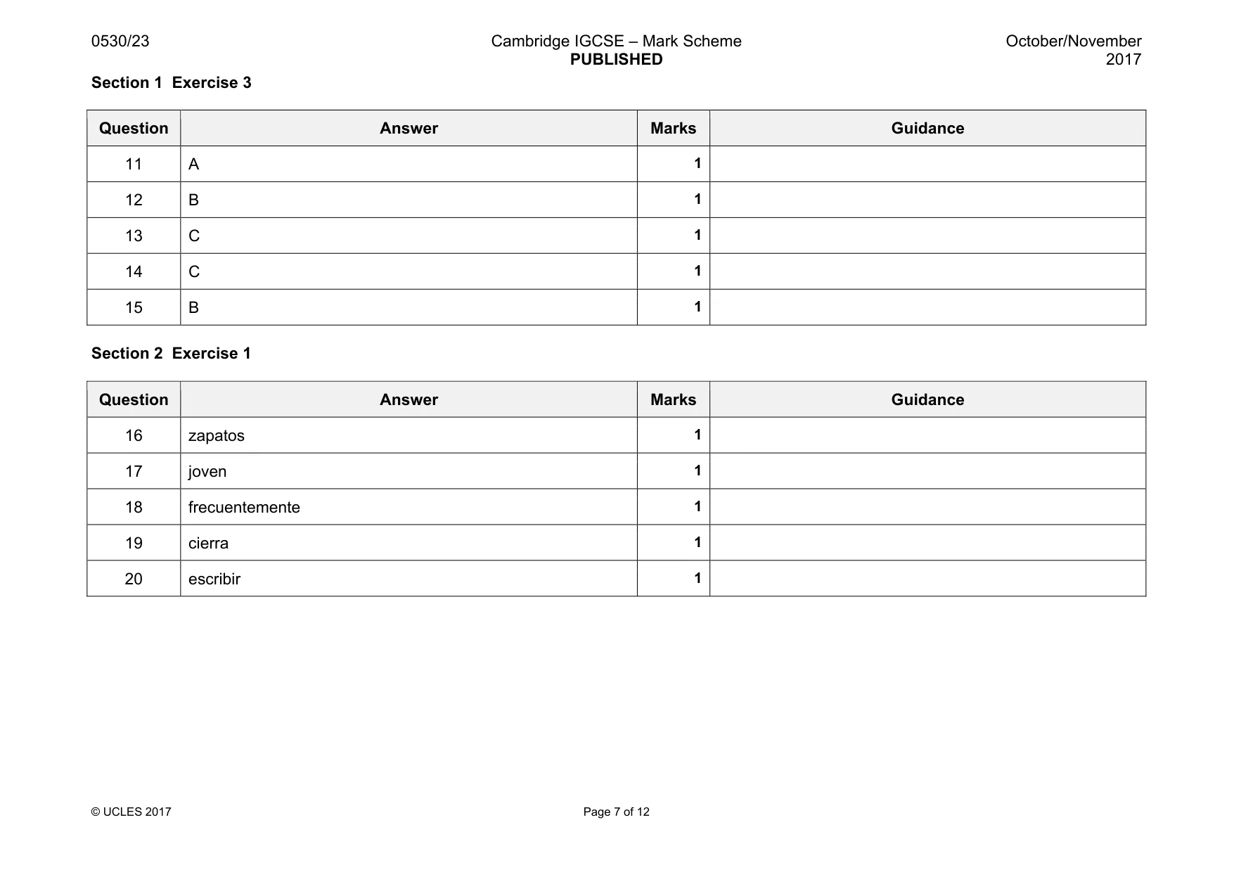 Mark scheme, page 7 of 12