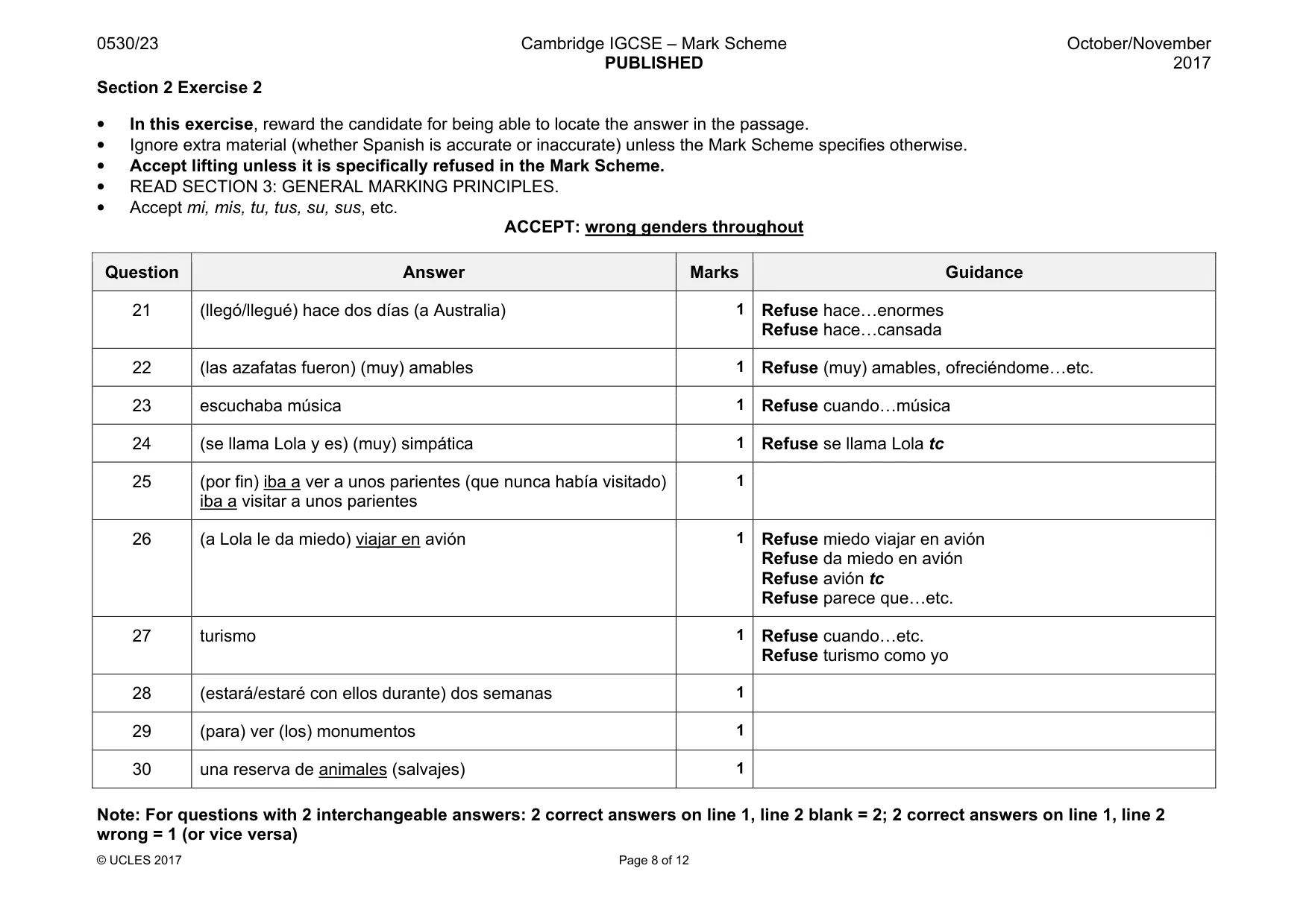 Mark scheme, page 8 of 12