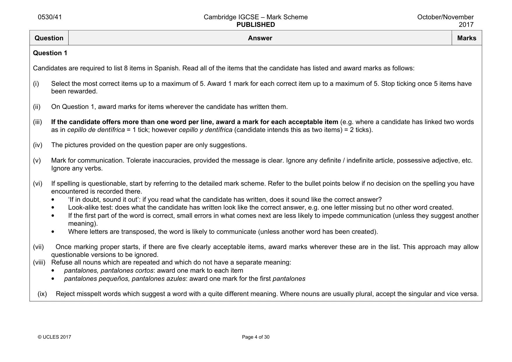 Mark scheme, page 4 of 30