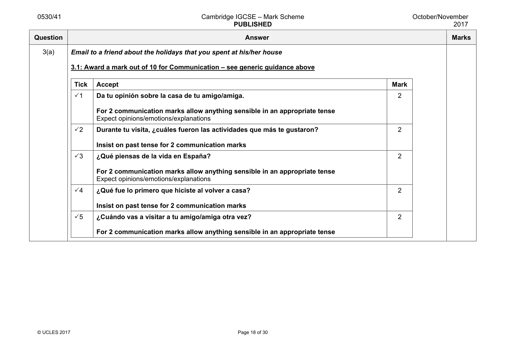 Mark scheme, page 18 of 30