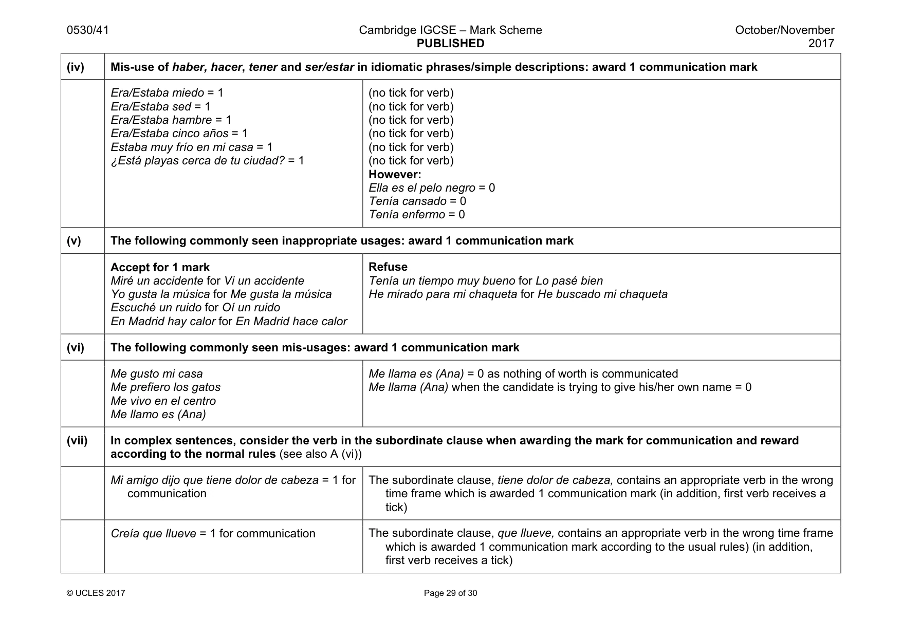 Mark scheme, page 29 of 30