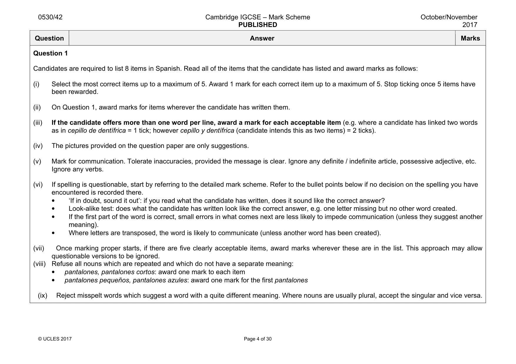 Mark scheme, page 4 of 30