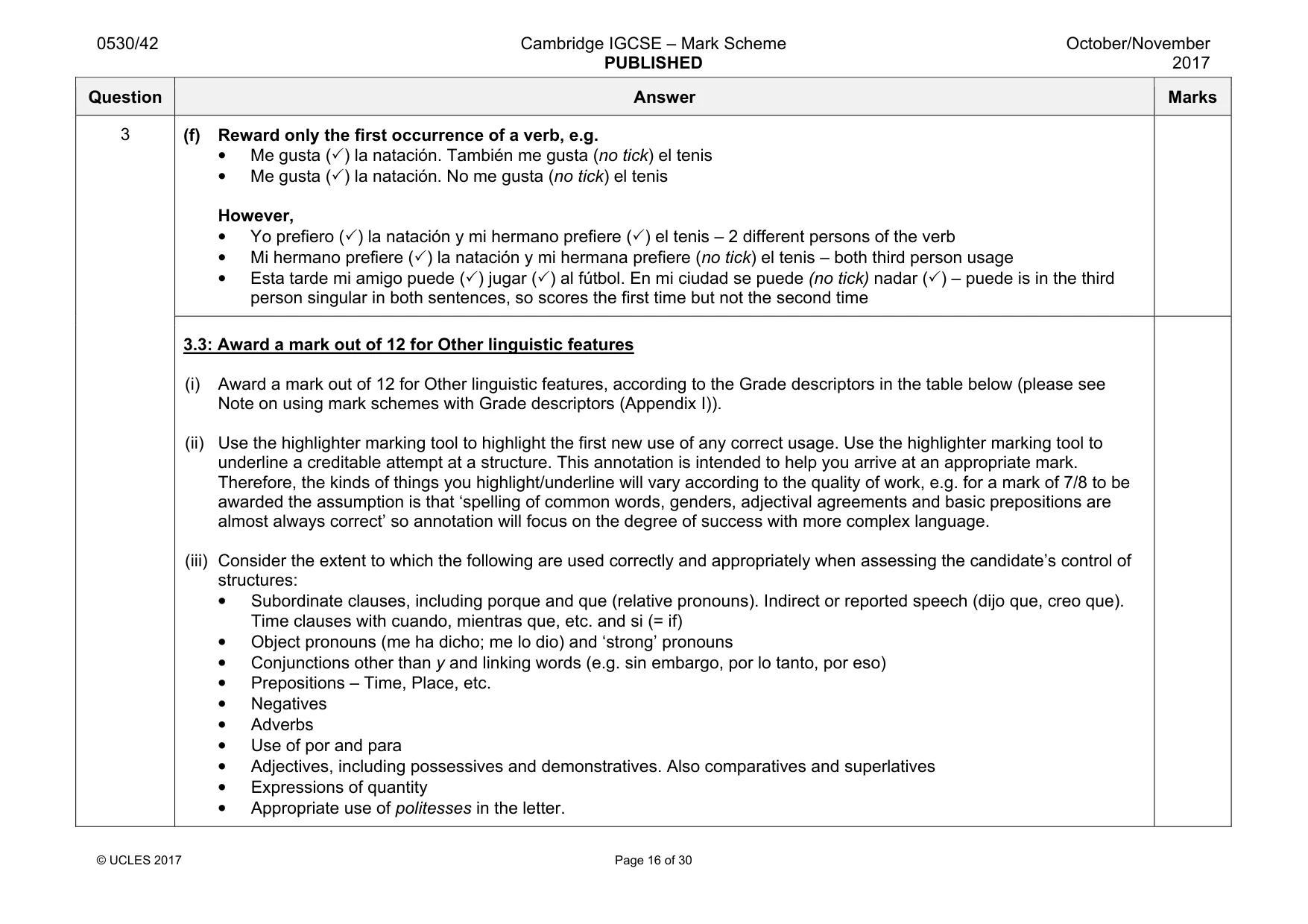 Mark scheme, page 16 of 30