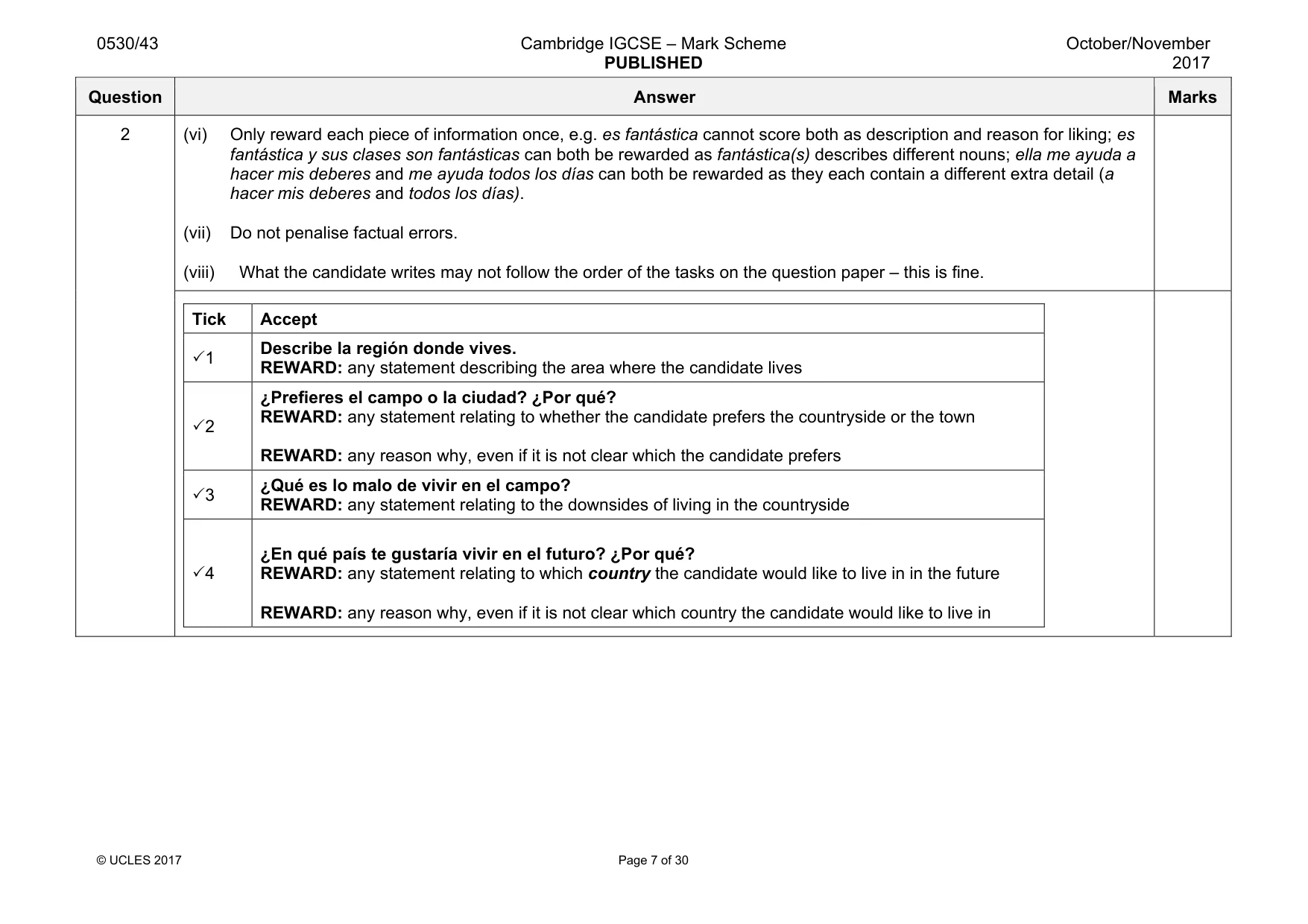 Mark scheme, page 7 of 30