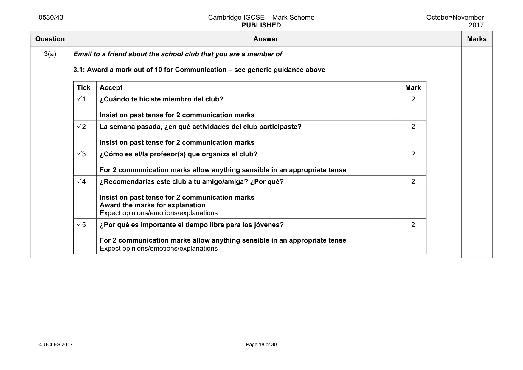 Mark scheme, page 18 of 30