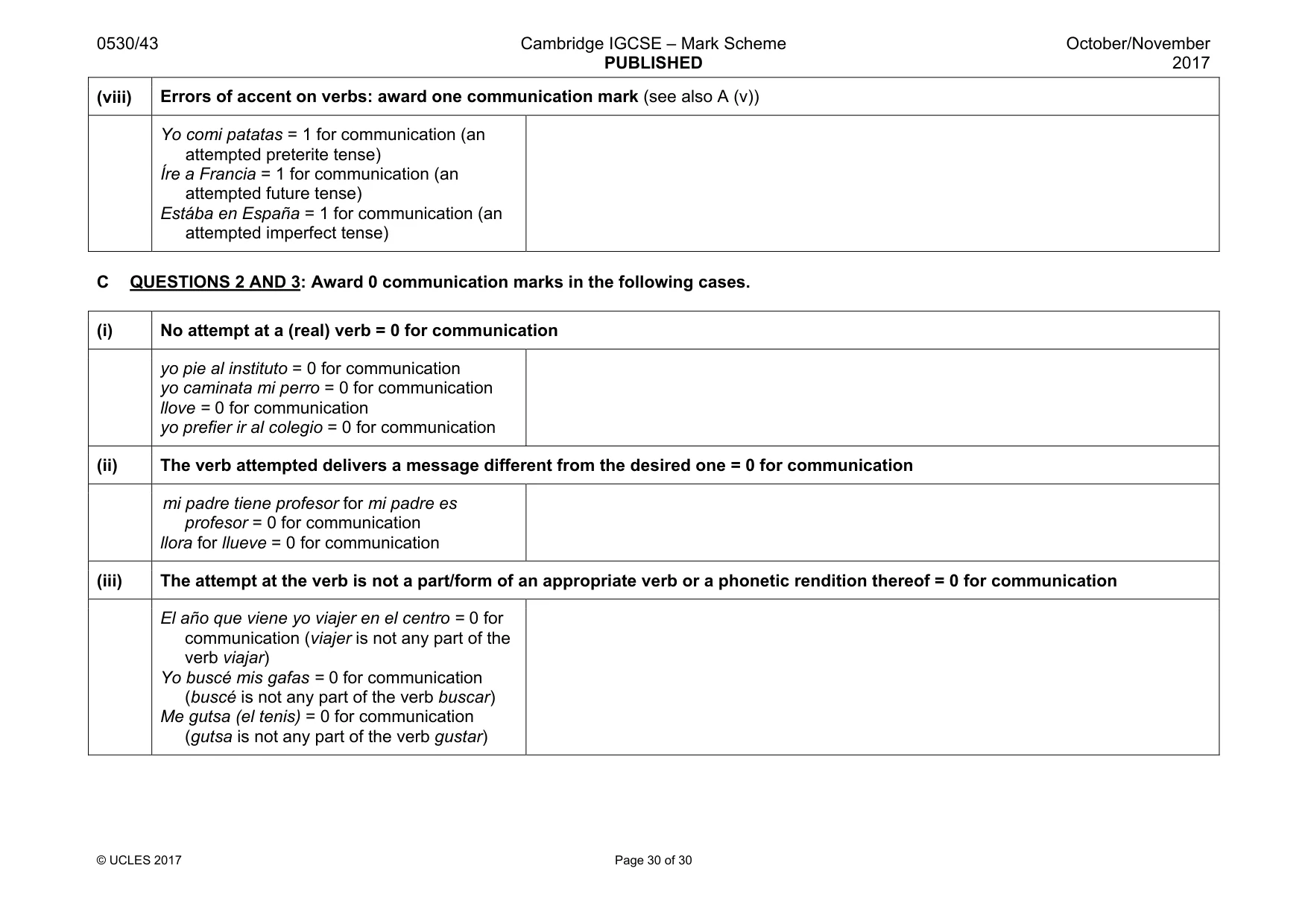 Mark scheme, page 30 of 30