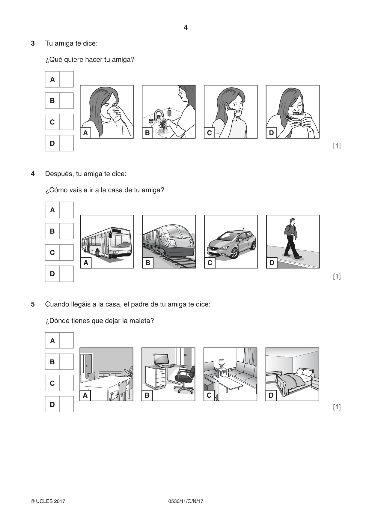 Cambridge IGCSE Spanish - Foreign Language 0530 2017 Oct/Nov Paper 1 · Variant 1 question paper, page 4 of 12
