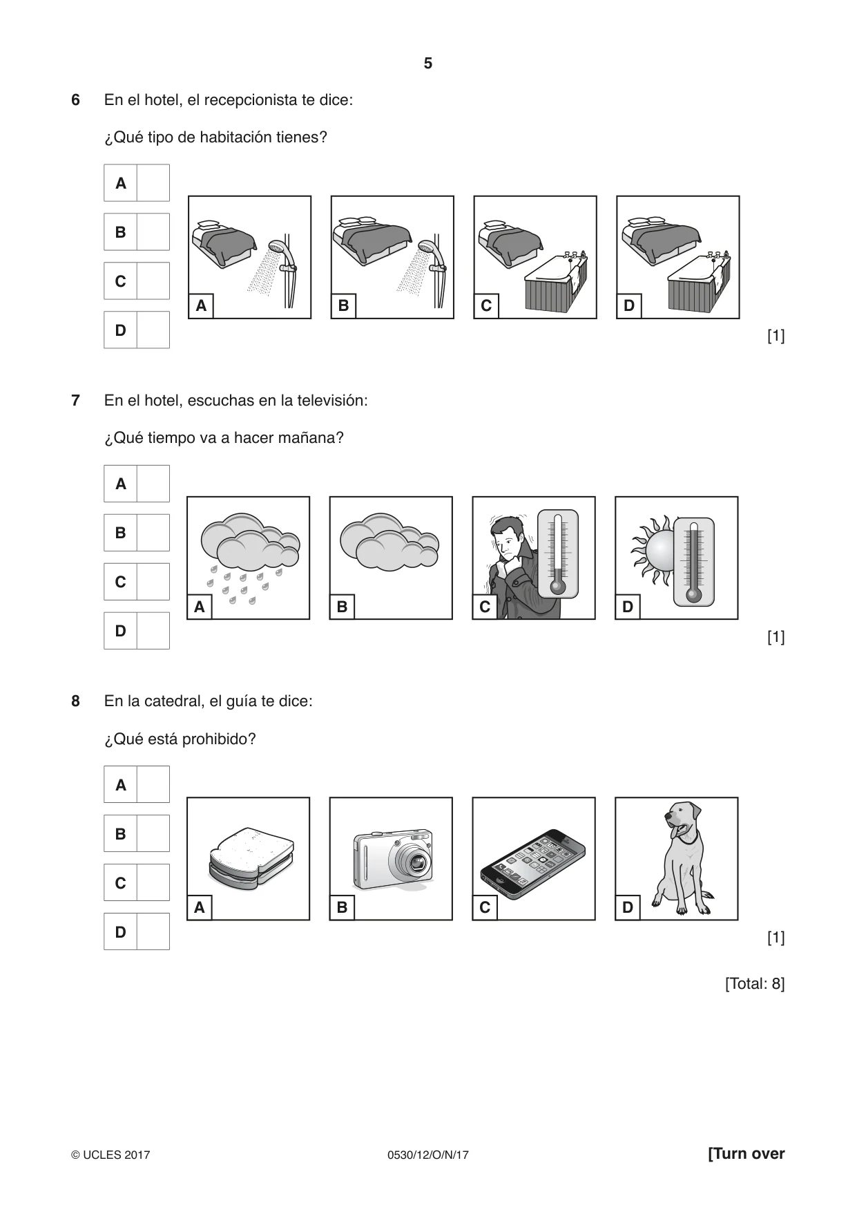 Cambridge IGCSE Spanish - Foreign Language 0530 2017 Oct/Nov Paper 1 · Variant 2 question paper, page 5 of 12