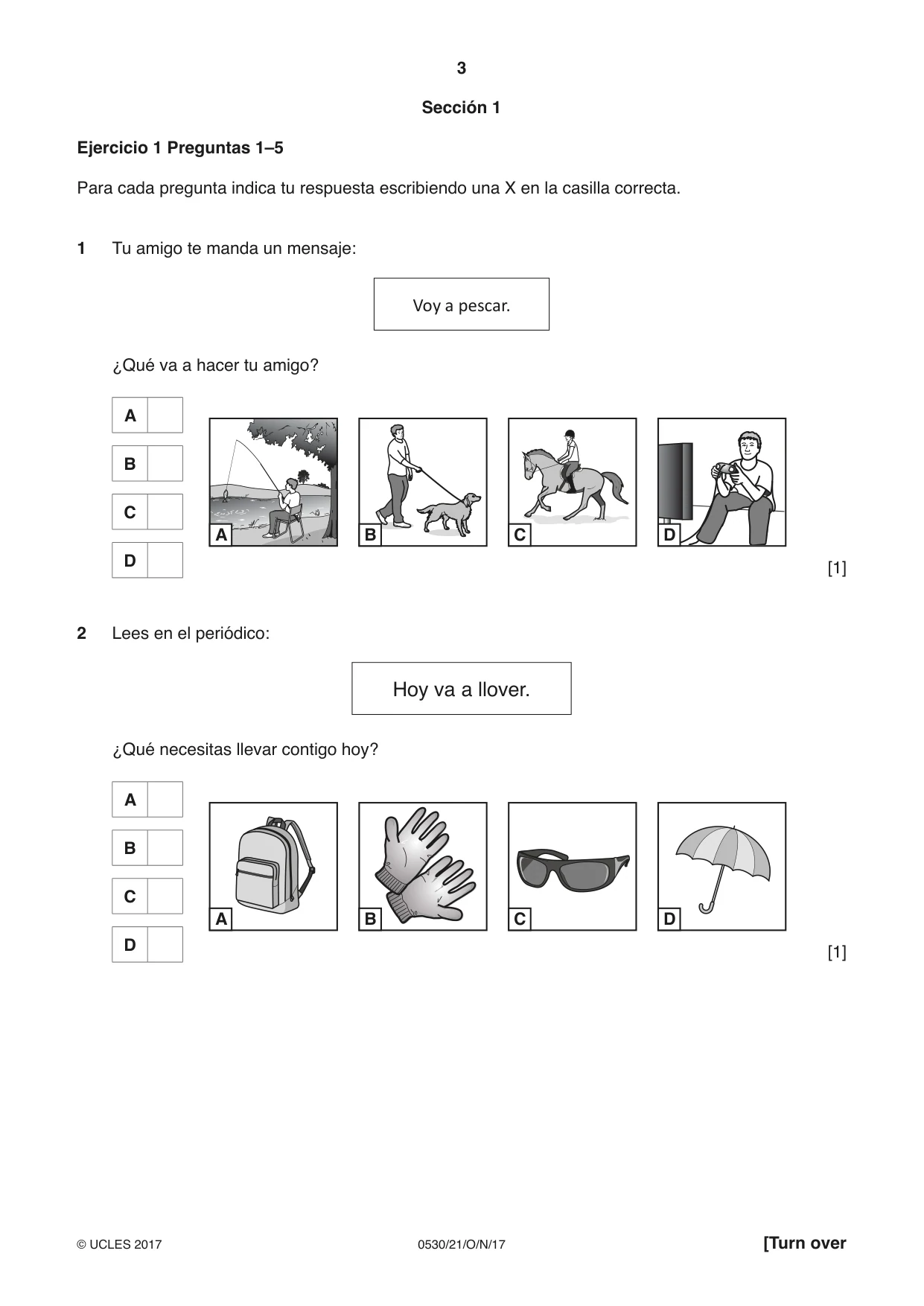 Cambridge IGCSE Spanish - Foreign Language 0530 2017 Oct/Nov Paper 2 · Variant 1 question paper, page 3 of 16
