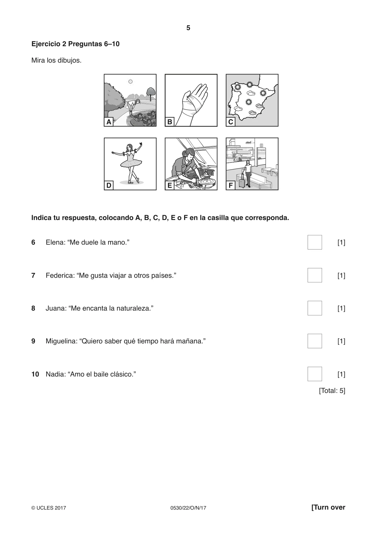 Cambridge IGCSE Spanish - Foreign Language 0530 2017 Oct/Nov Paper 2 · Variant 2 question paper, page 5 of 16