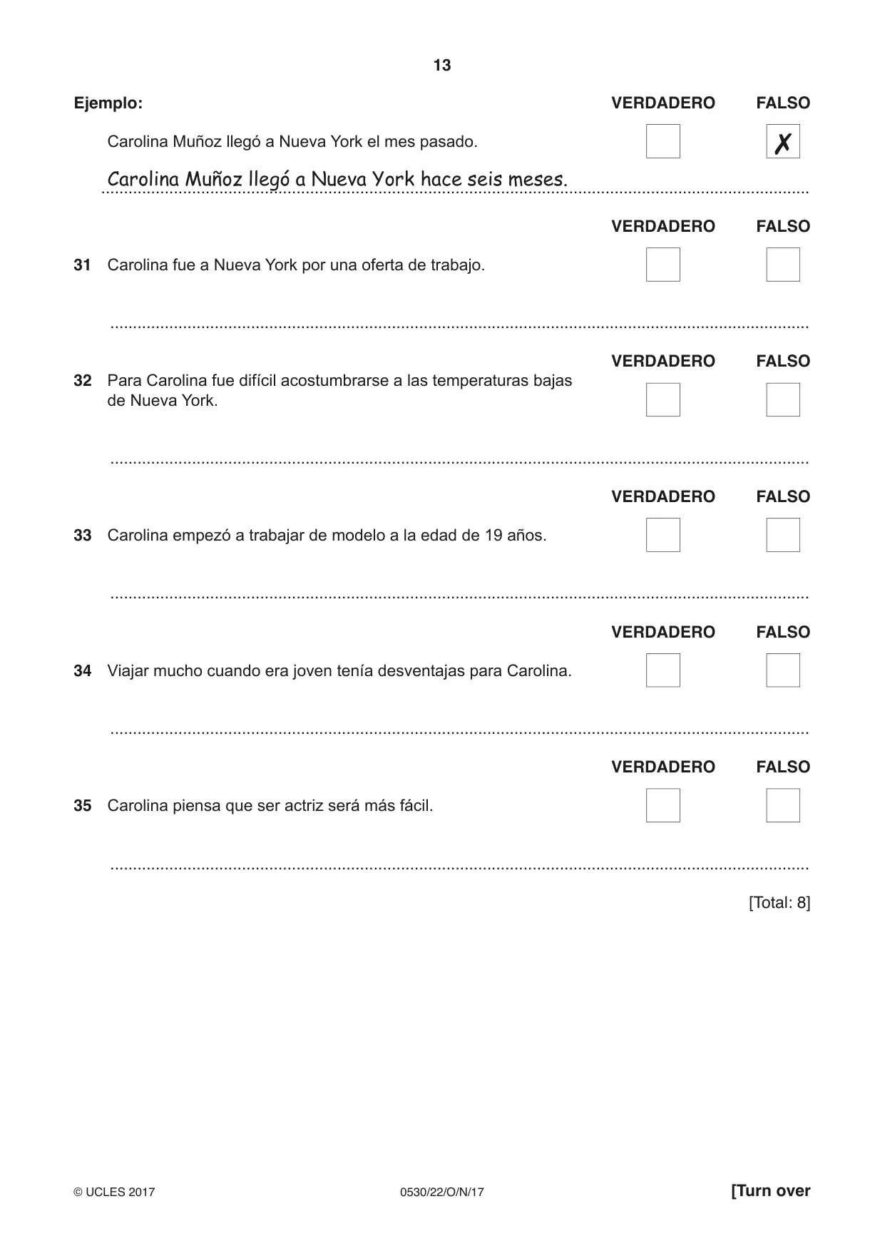 Cambridge IGCSE Spanish - Foreign Language 0530 2017 Oct/Nov Paper 2 · Variant 2 question paper, page 13 of 16