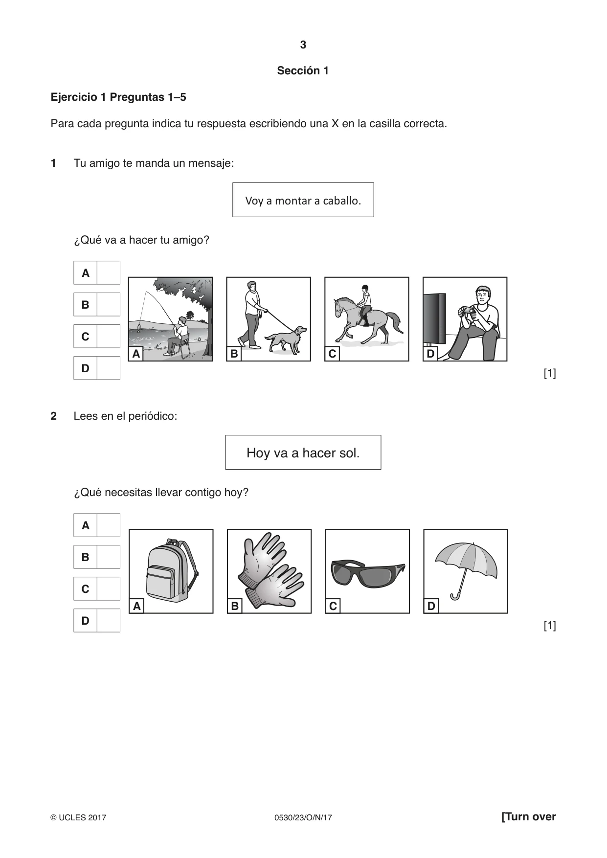 Cambridge IGCSE Spanish - Foreign Language 0530 2017 Oct/Nov Paper 2 · Variant 3 question paper, page 3 of 16
