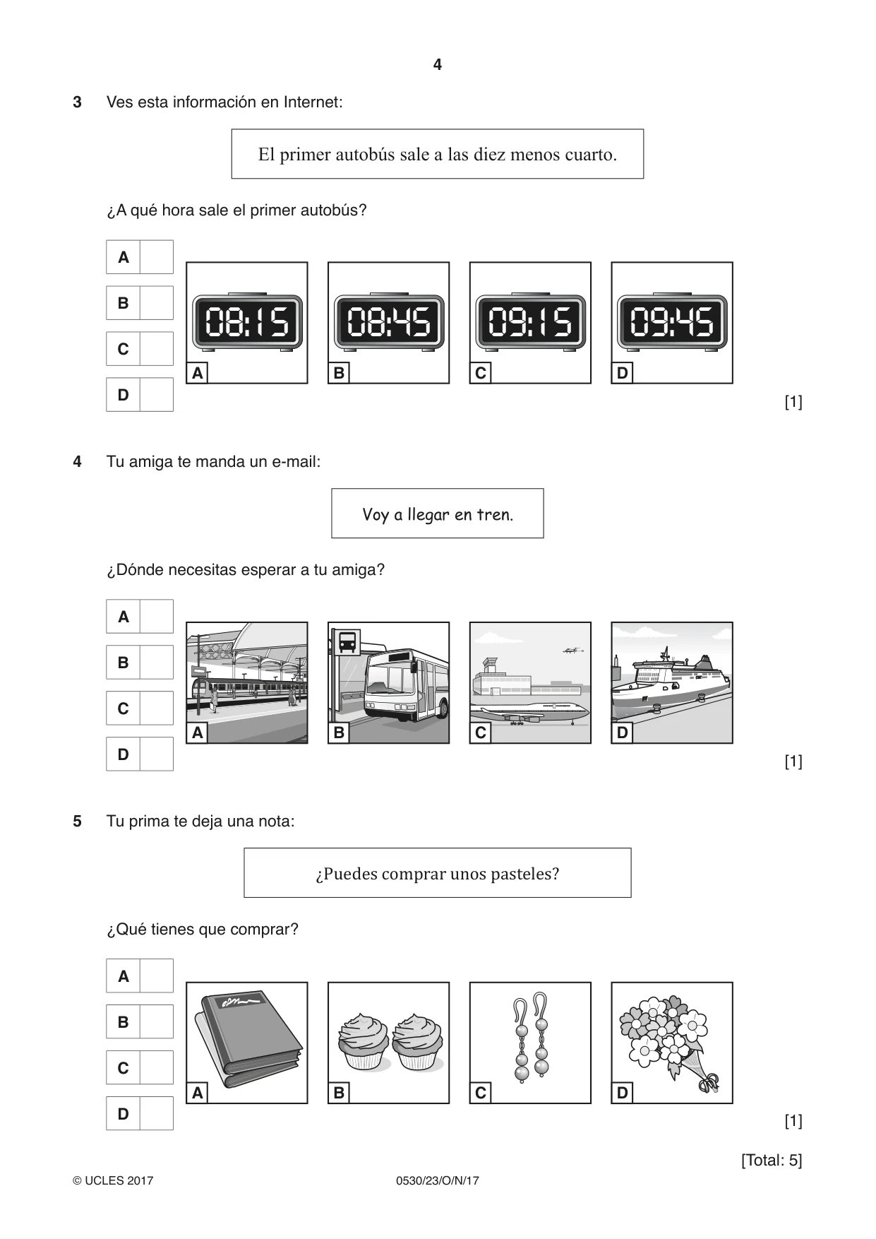 Cambridge IGCSE Spanish - Foreign Language 0530 2017 Oct/Nov Paper 2 · Variant 3 question paper, page 4 of 16