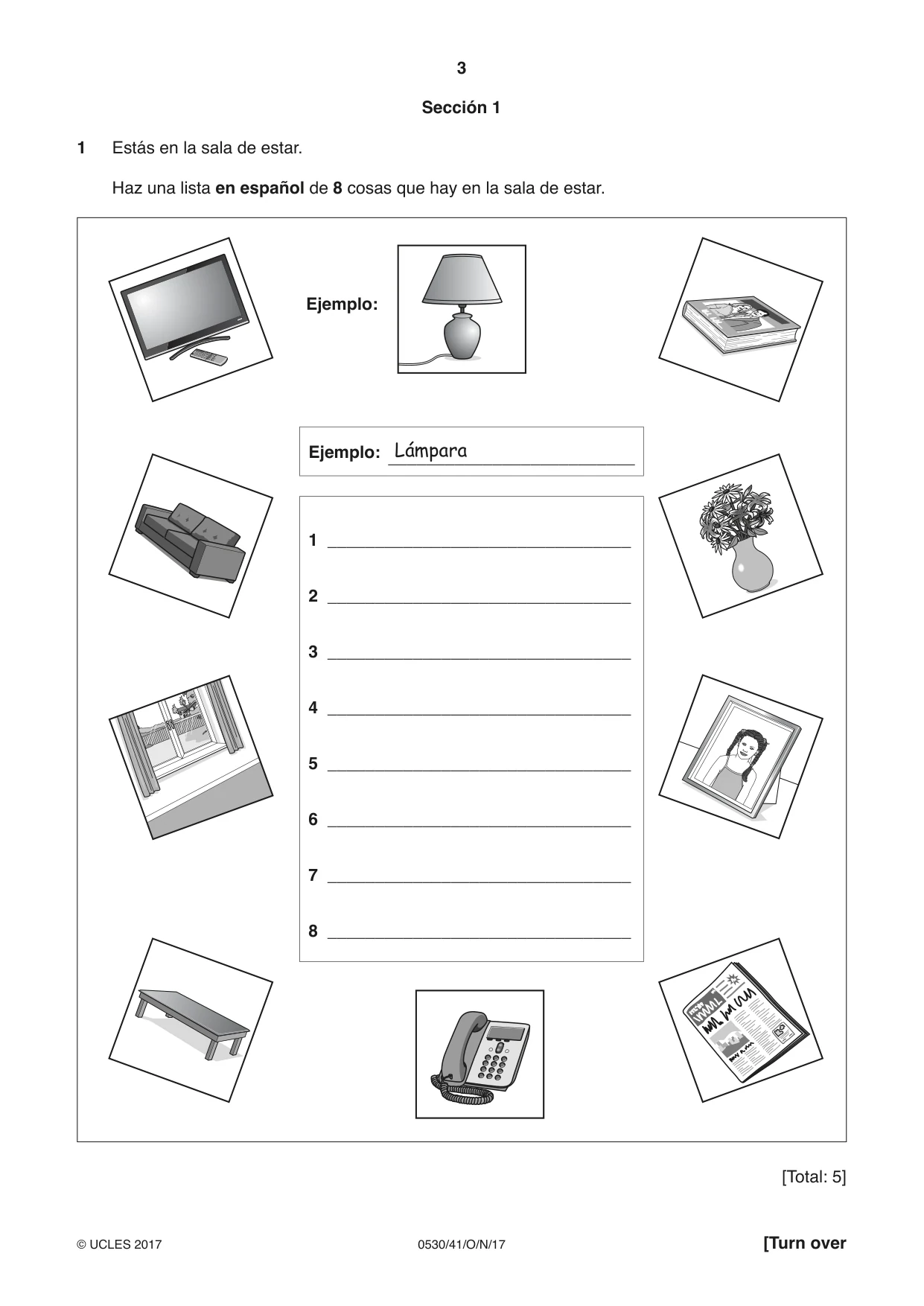 Cambridge IGCSE Spanish - Foreign Language 0530 2017 Oct/Nov Paper 4 · Variant 1 question paper, page 3 of 8