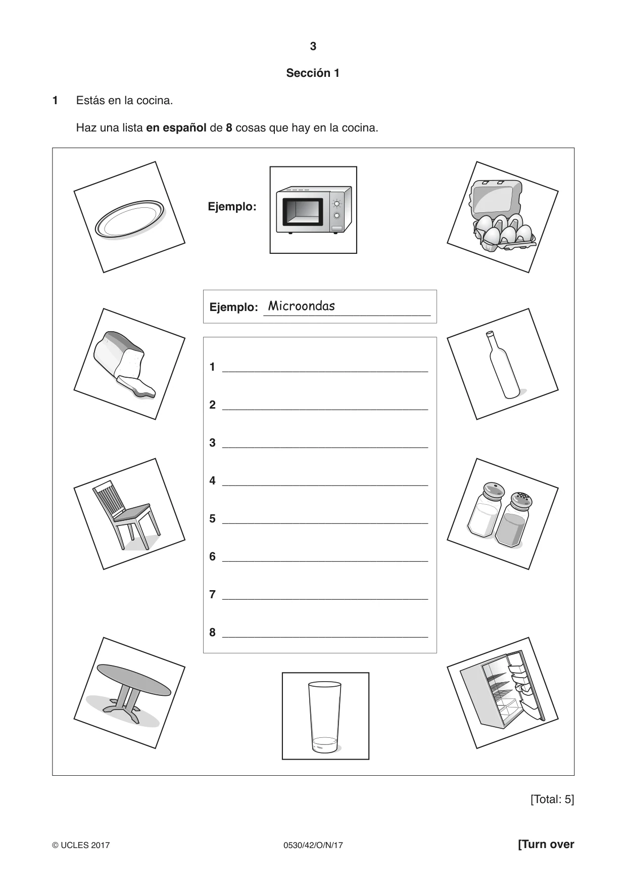 Cambridge IGCSE Spanish - Foreign Language 0530 2017 Oct/Nov Paper 4 · Variant 2 question paper, page 3 of 8