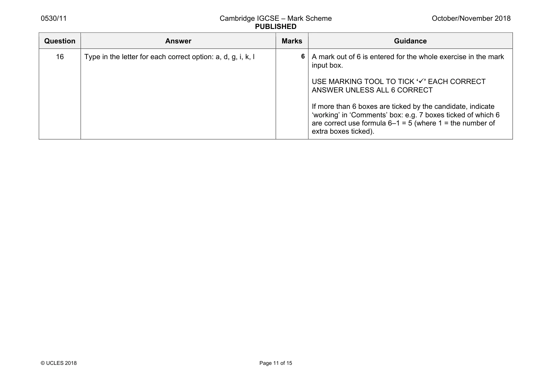 Mark scheme, page 11 of 15