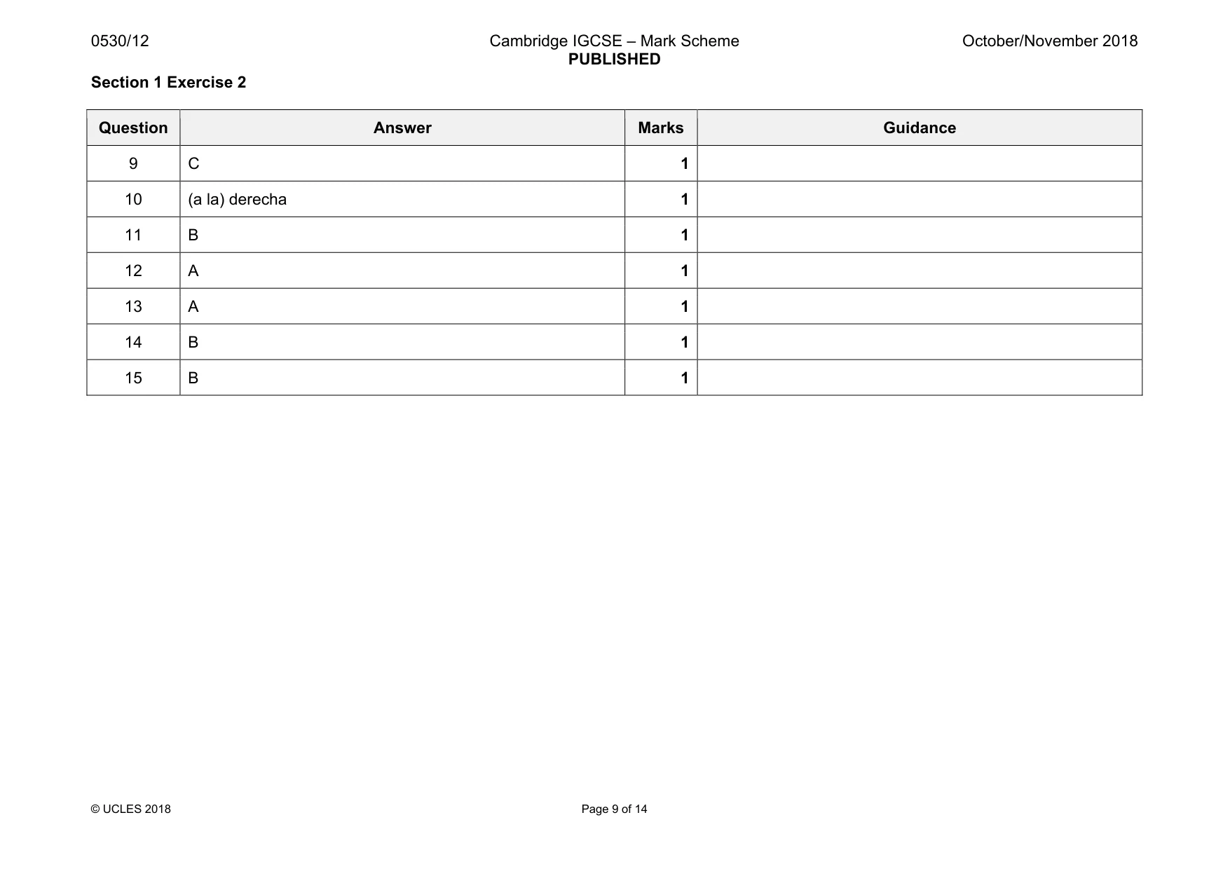 Mark scheme, page 9 of 14