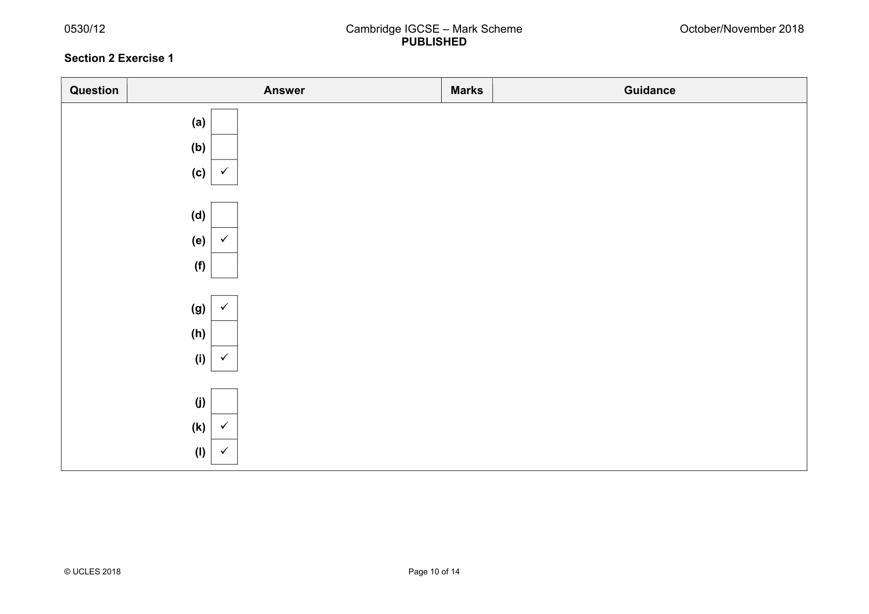 Mark scheme, page 10 of 14