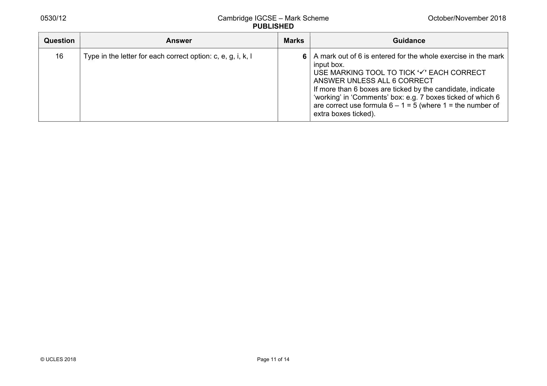 Mark scheme, page 11 of 14