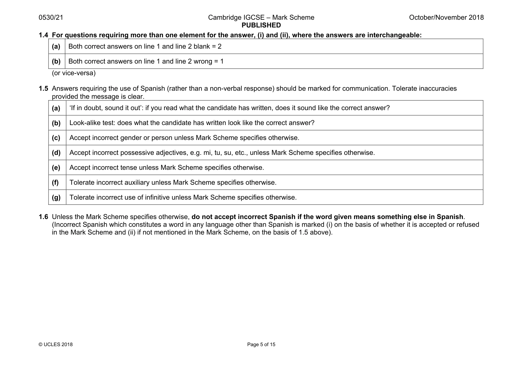 Mark scheme, page 5 of 15