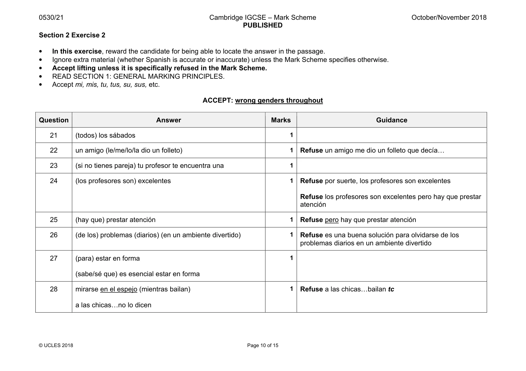 Mark scheme, page 10 of 15